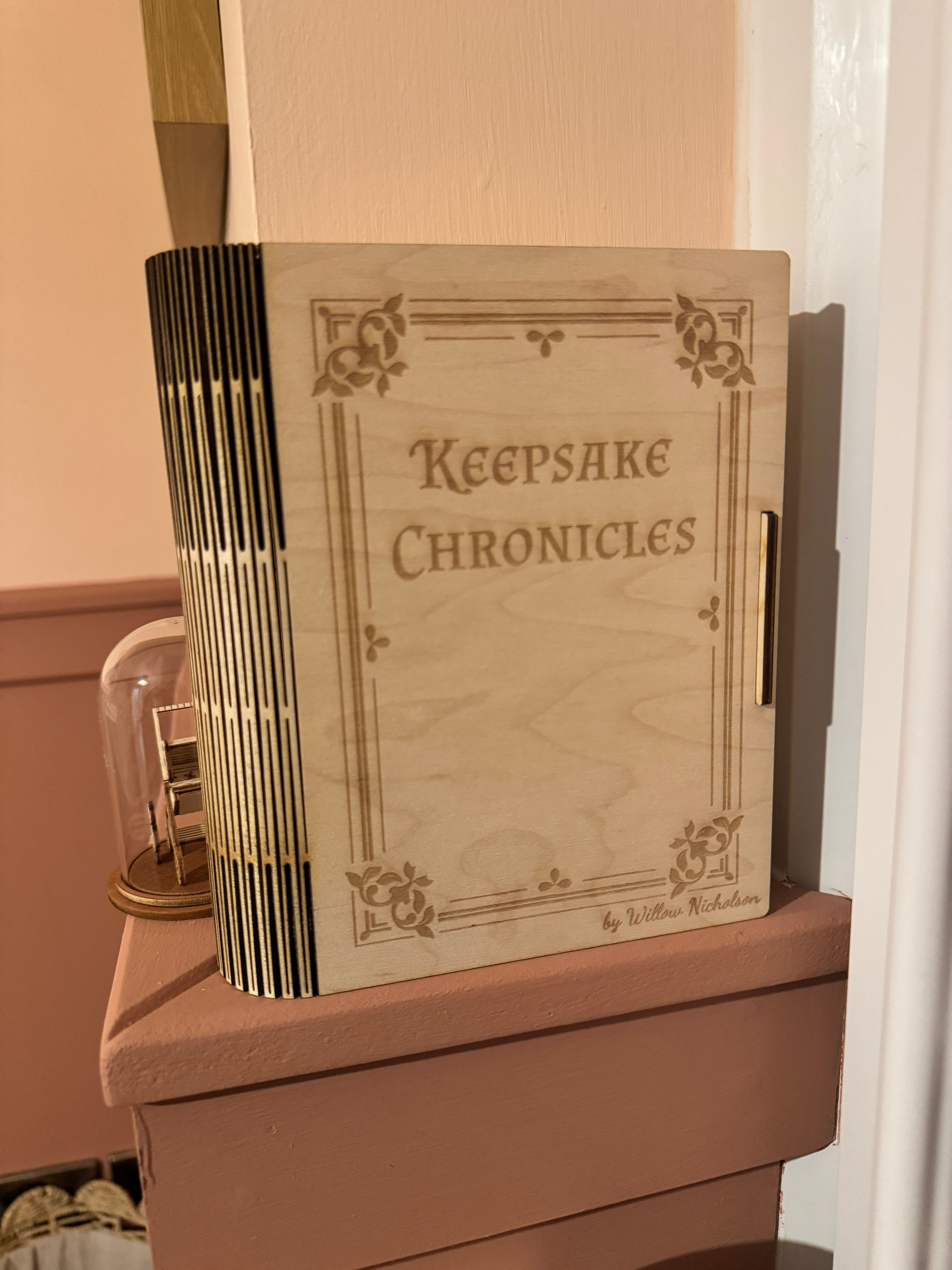 Wooden keepsake memory book box