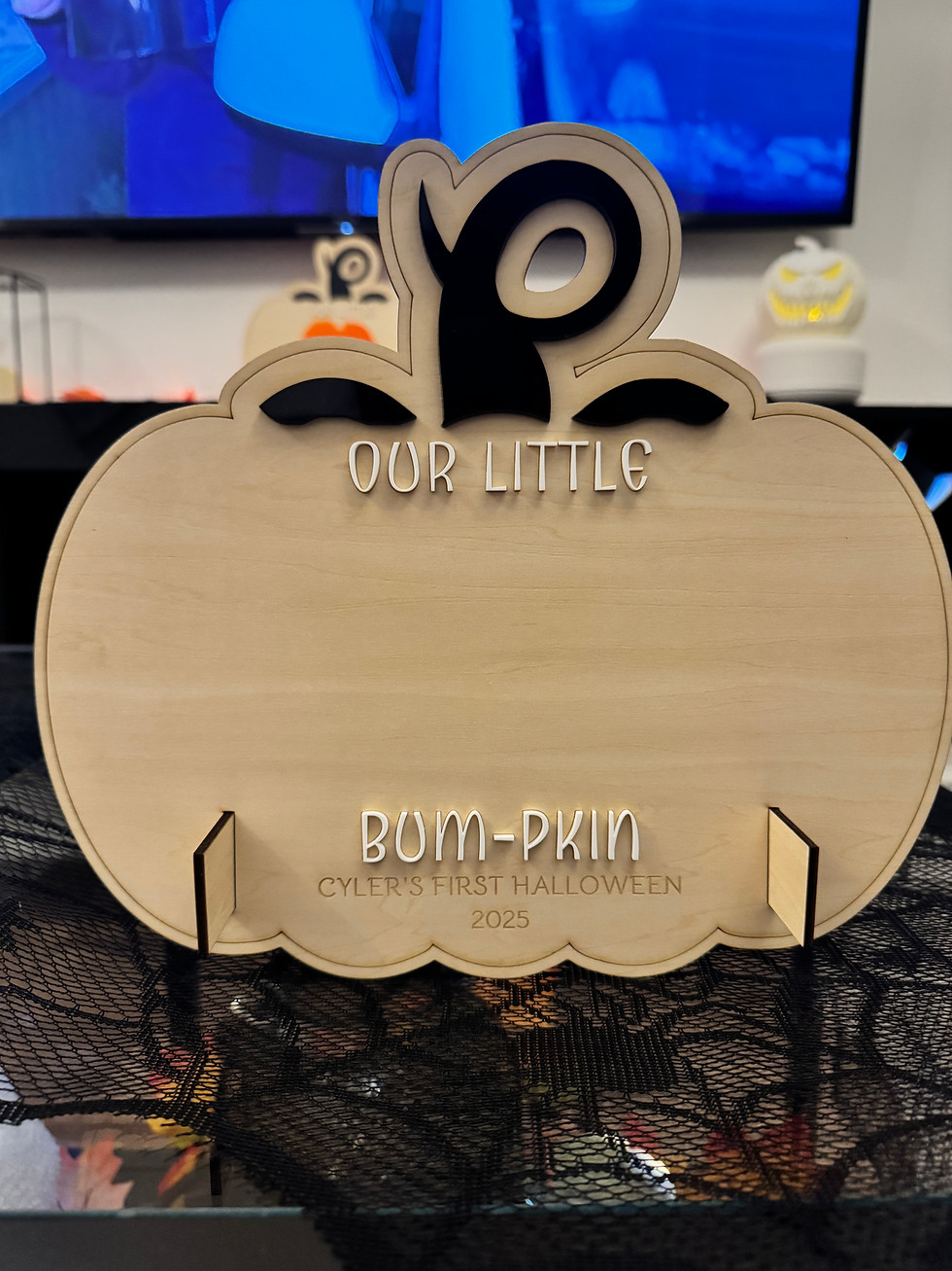 Thumbnail: "Our little bum-pkin" Halloween keepsake stand