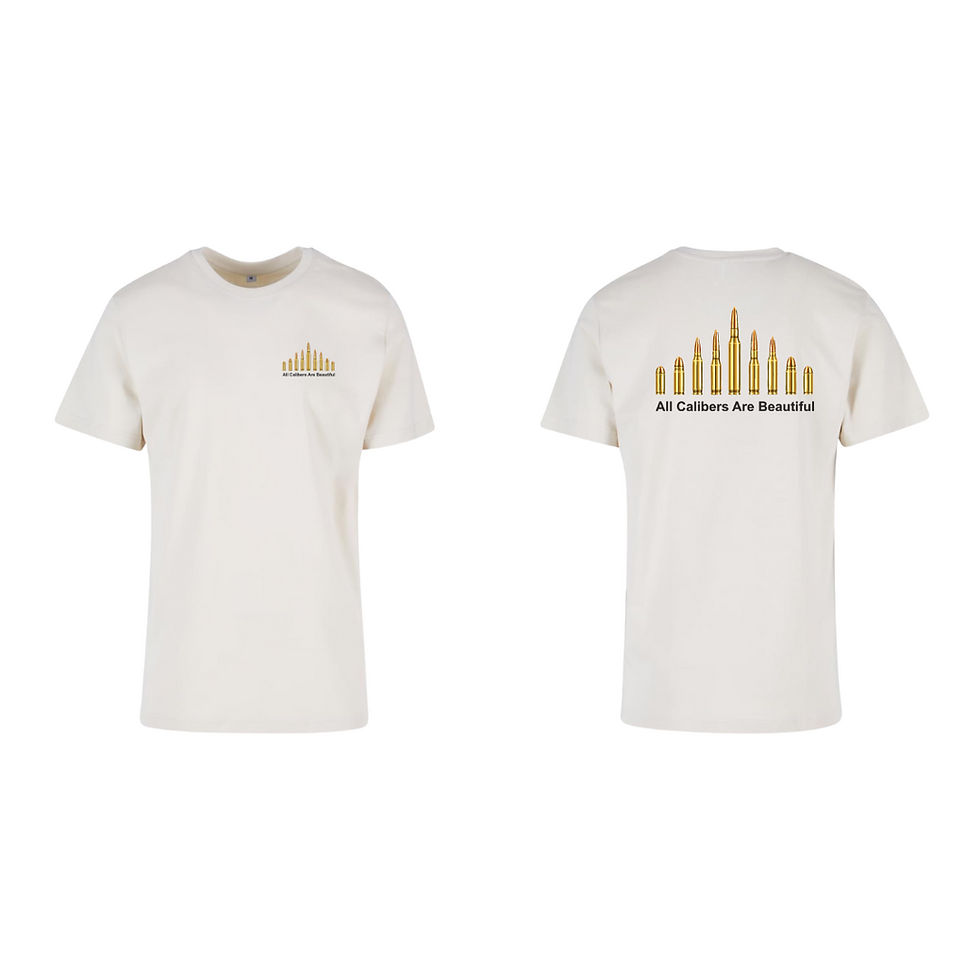 Thumbnail: Operators Choice T-Shirt, All Calibers Are Beautiful, Design in Messinggold Farbe, T-Shirt Farbe sand