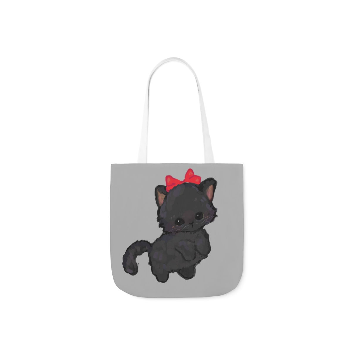Black kitteh Polyester Canvas Tote Bag (AOP)