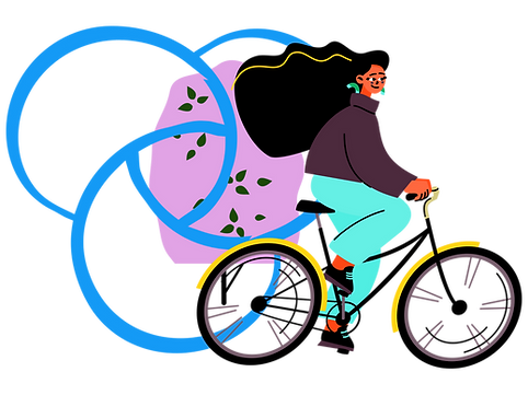 Ilustração de uma menina em uma biscicleta