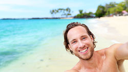 Beaming with happiness in a tropical dream