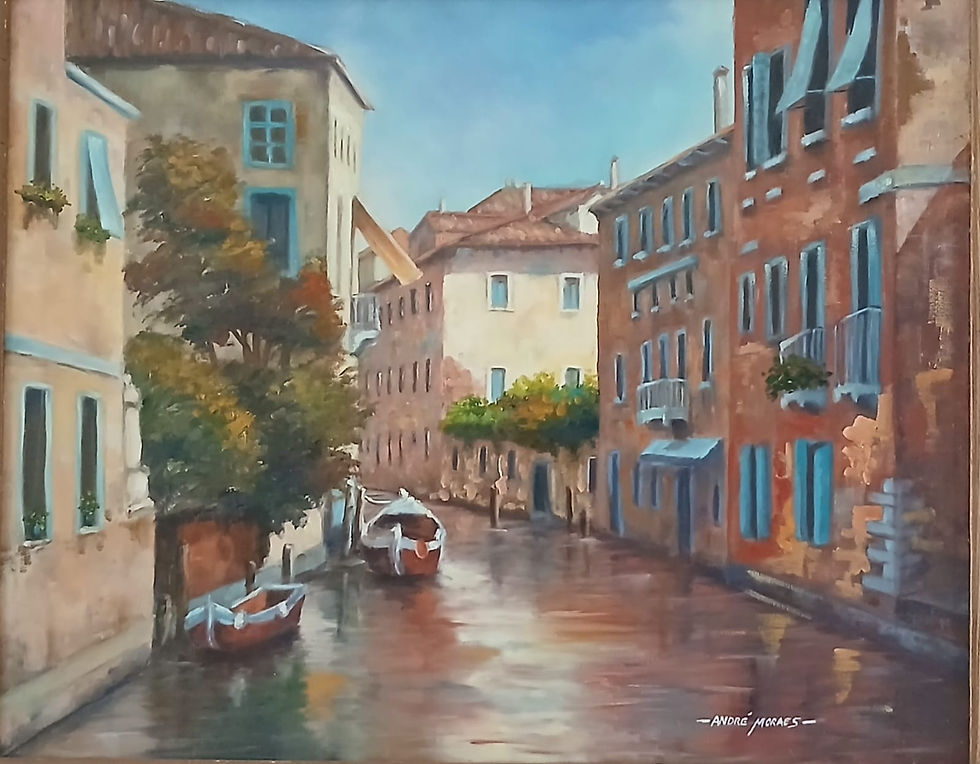 Miniatura: Quadro Pintura Óleo Sobre Tela Canal De Veneza A. Moraes