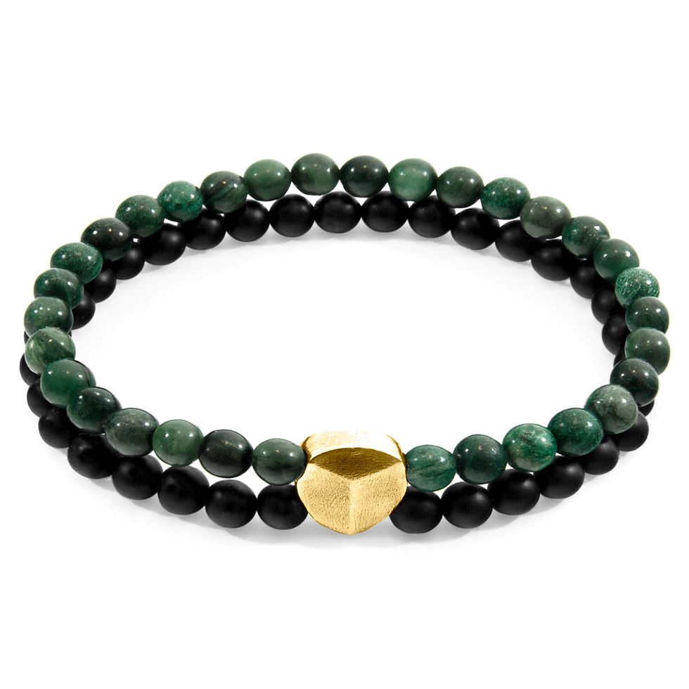 Green Jade Iguazu 9ct Yellow Gold and Stone Bracelet