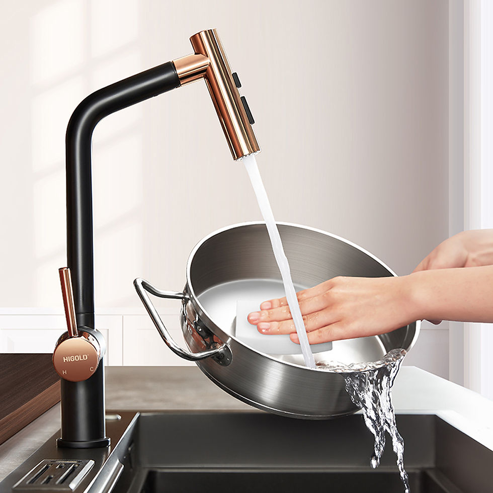 Single Handle Pull Down Sprayer Kitchen Faucet, Black Gold Finish