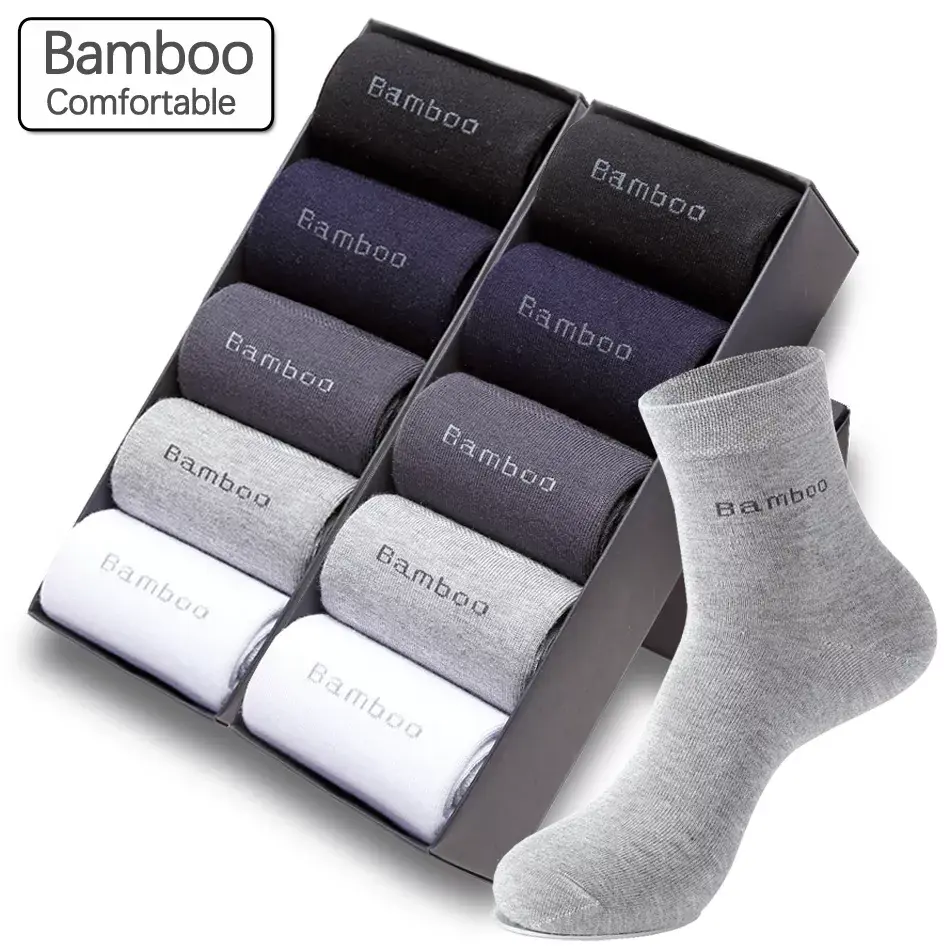 10 Pairs / Lot Bamboo Fiber Socks Men Casual Business Anti-Bacterial