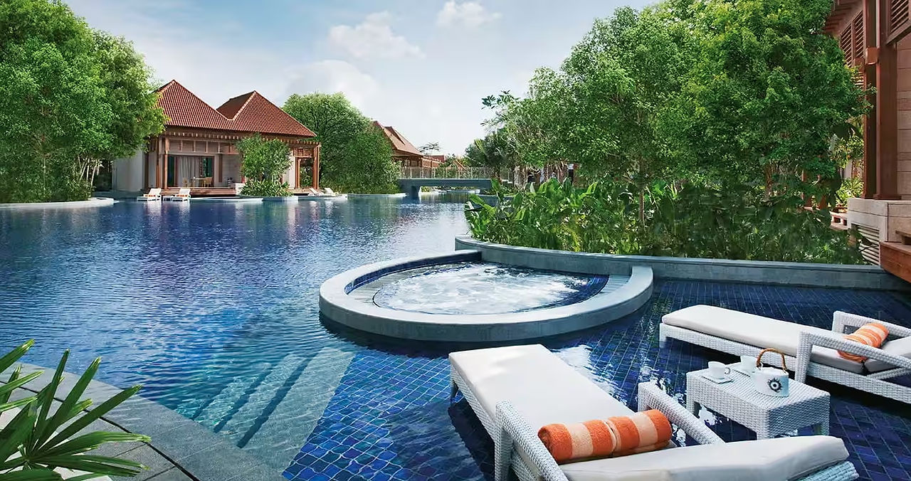 vip exclusive swimming pool side accommodation for business trip in sentosa - presented by resorts world global