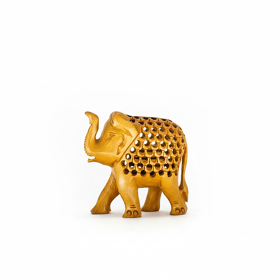 Thumbnail: Handcarved Jali Wooden Elephant With Baby in Womb