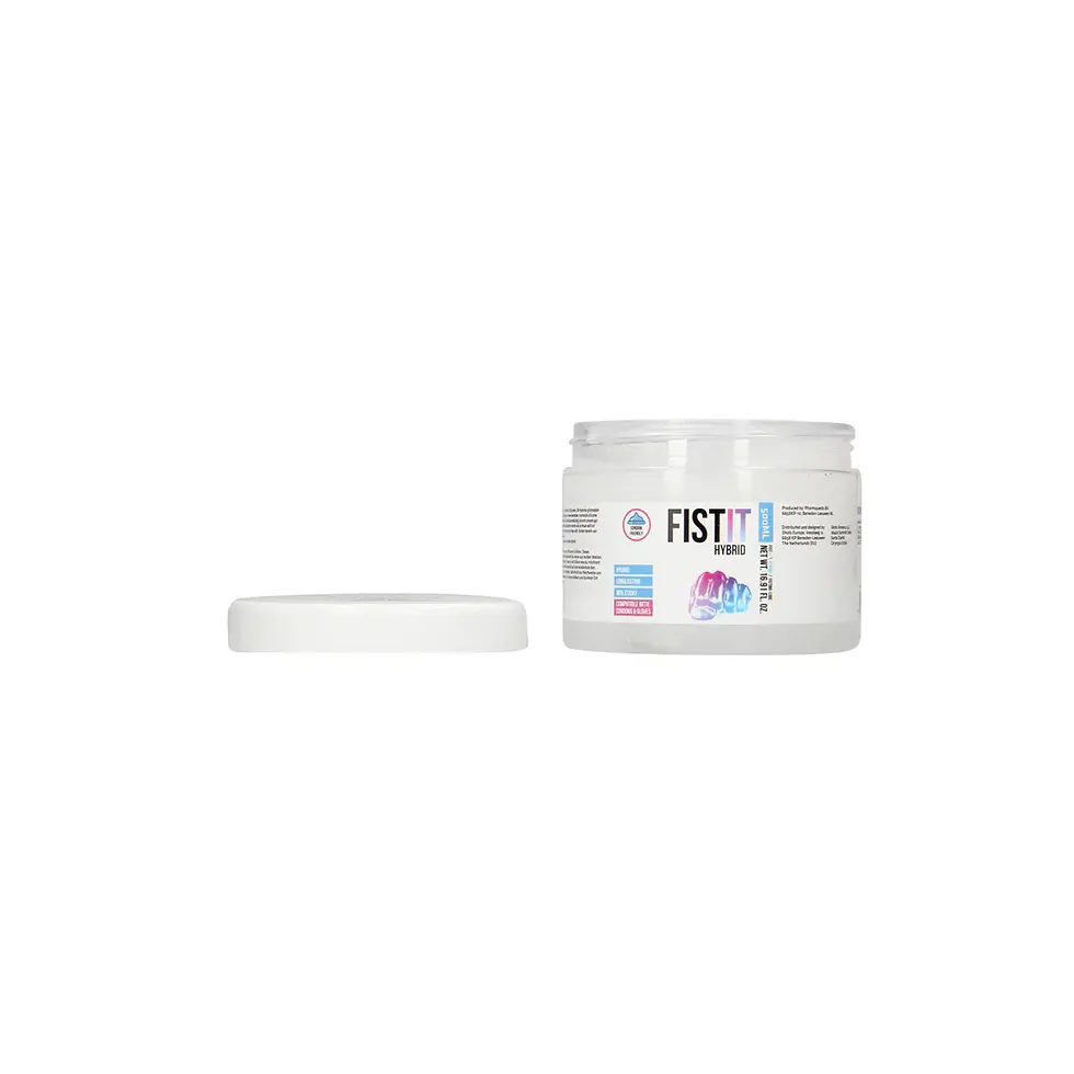 Thumbnail: Open jar of FIST IT® Water Based Lubricant, white lid beside it.