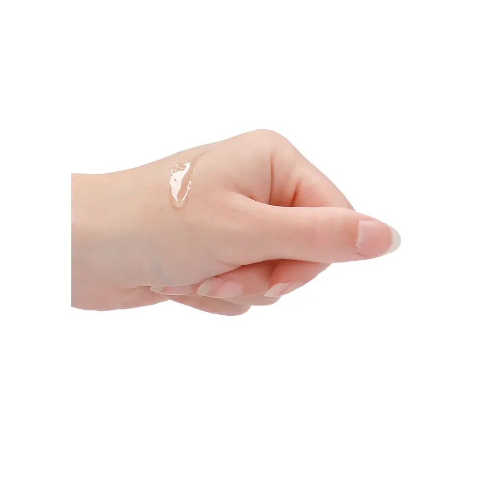 Thumbnail: Hand with a drop of clear lubricant, demonstrating product application to skin.