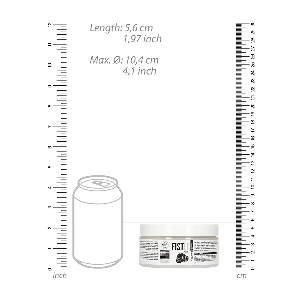 Thumbnail: Jar size comparison with can, Length: 5,0 cm, Max Ø: 10,4 cm.
