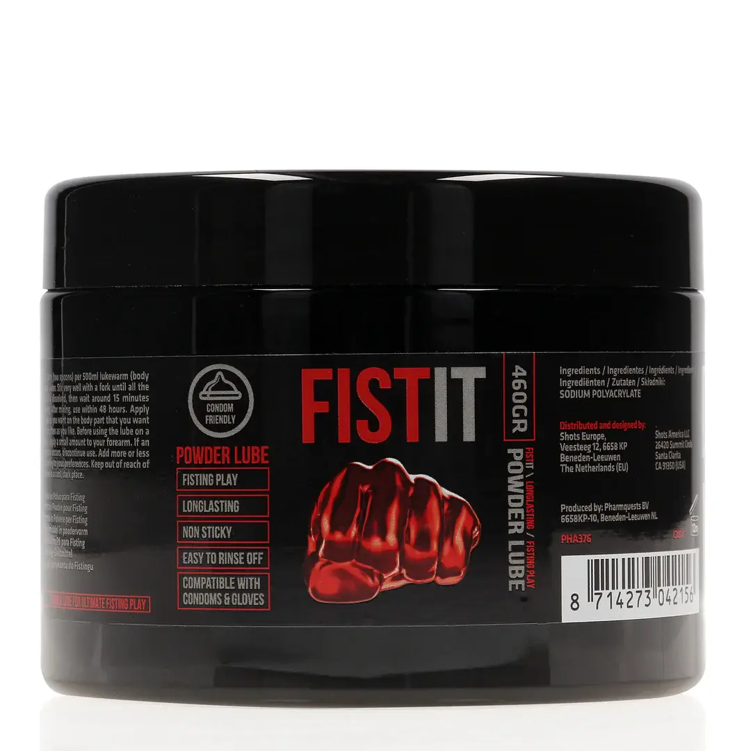 Black FISTIT POWER LUBE jar, water-based, pH balanced lubricant.