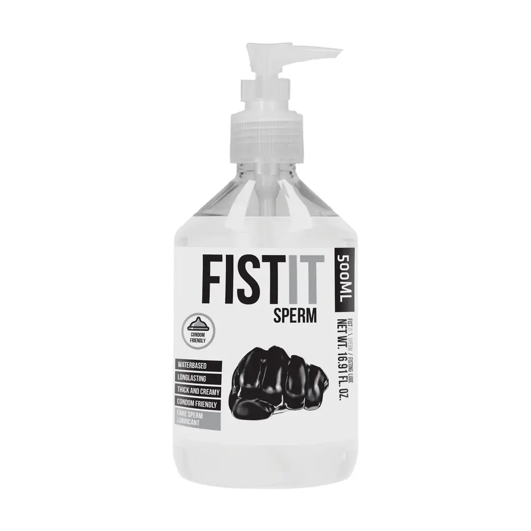 Clear FIST IT SPERM 500ML pump bottle with black fist logo.