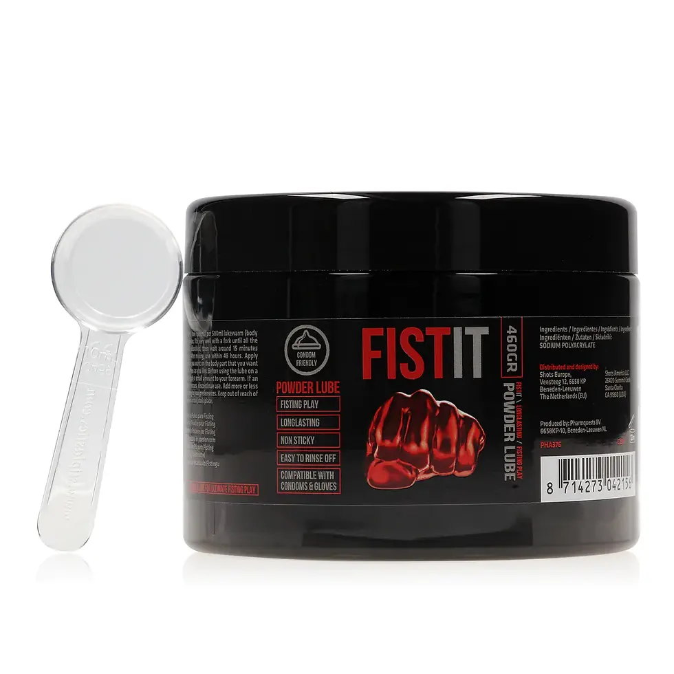 Thumbnail: Black FIST IT® Water Based Lubricant 500ml Jar, with white scoop.
