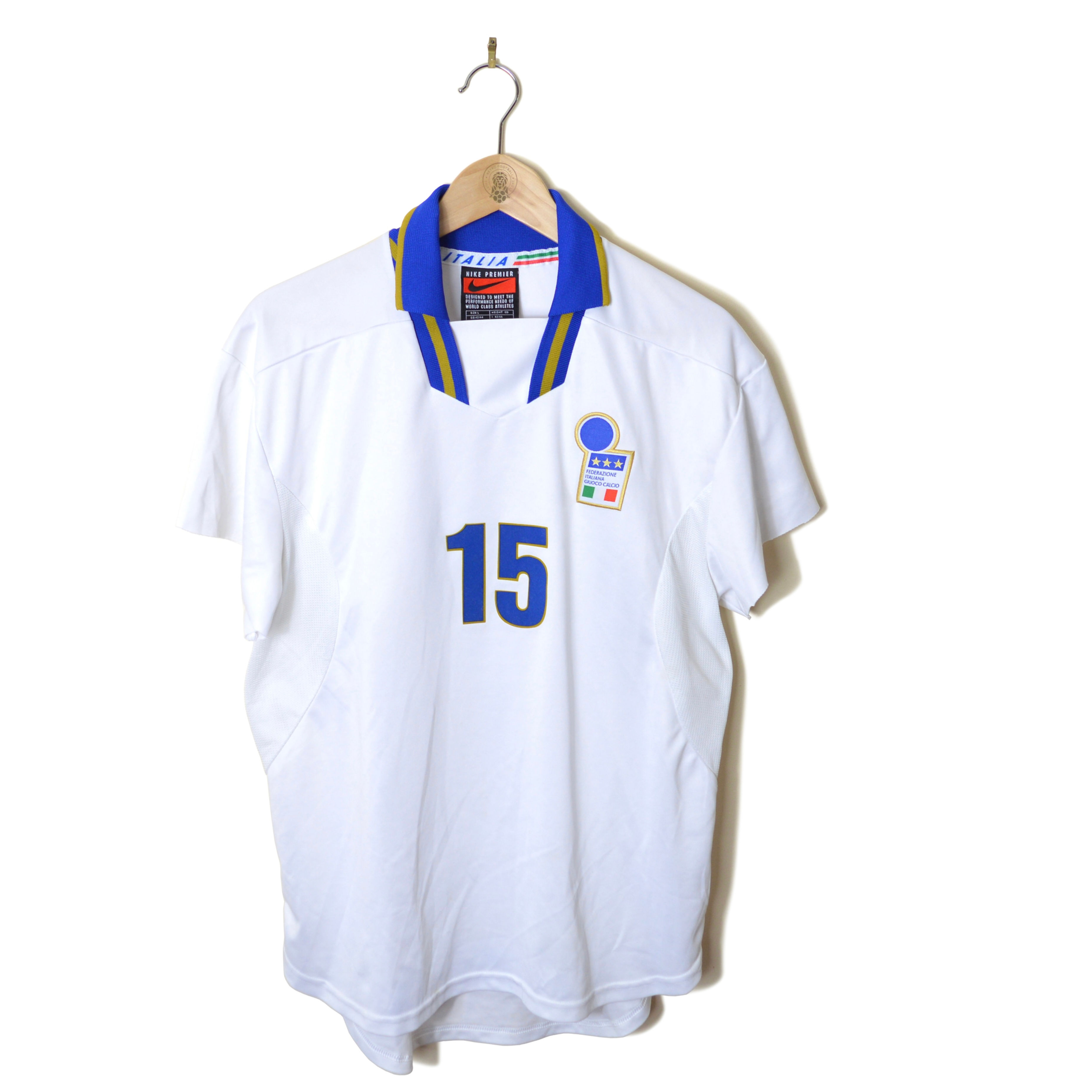 ITALY ITALIA AZURRI MATCH WORN PLAYER ISSUE AWAY FOOTBALL SHIRT SOCCER JERSEY 1996 1997 #15 NIKE
