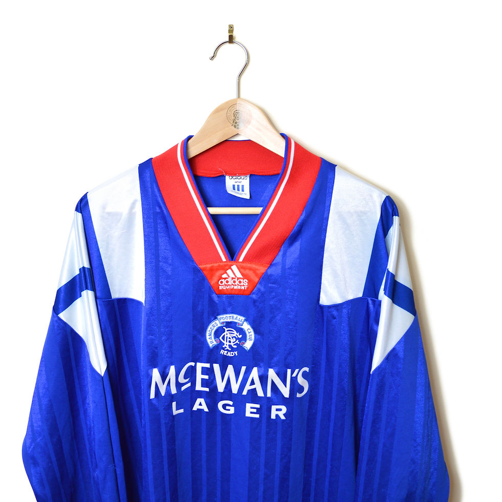 RANGERS VINTAGE HOME FOOTBALL SHIRT SOCCER JERSEY 1992 1993 1994 L/S LONG-SLEEVED PLAYER ISSUE SPEC MATCHWORN ADIDAS MCEWANS