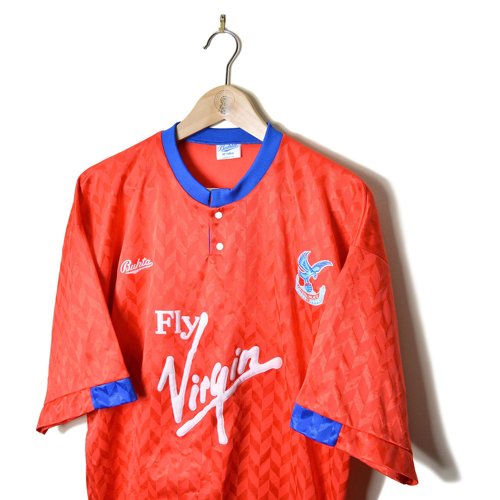 Thumbnail: CRYSTAL PALACE CLASSIC RETRO VINTAGE THIRD FOOTBALL SHIRT SOCCER JERSEY 1990 1991 BUKTA FLY VIRGIN RED