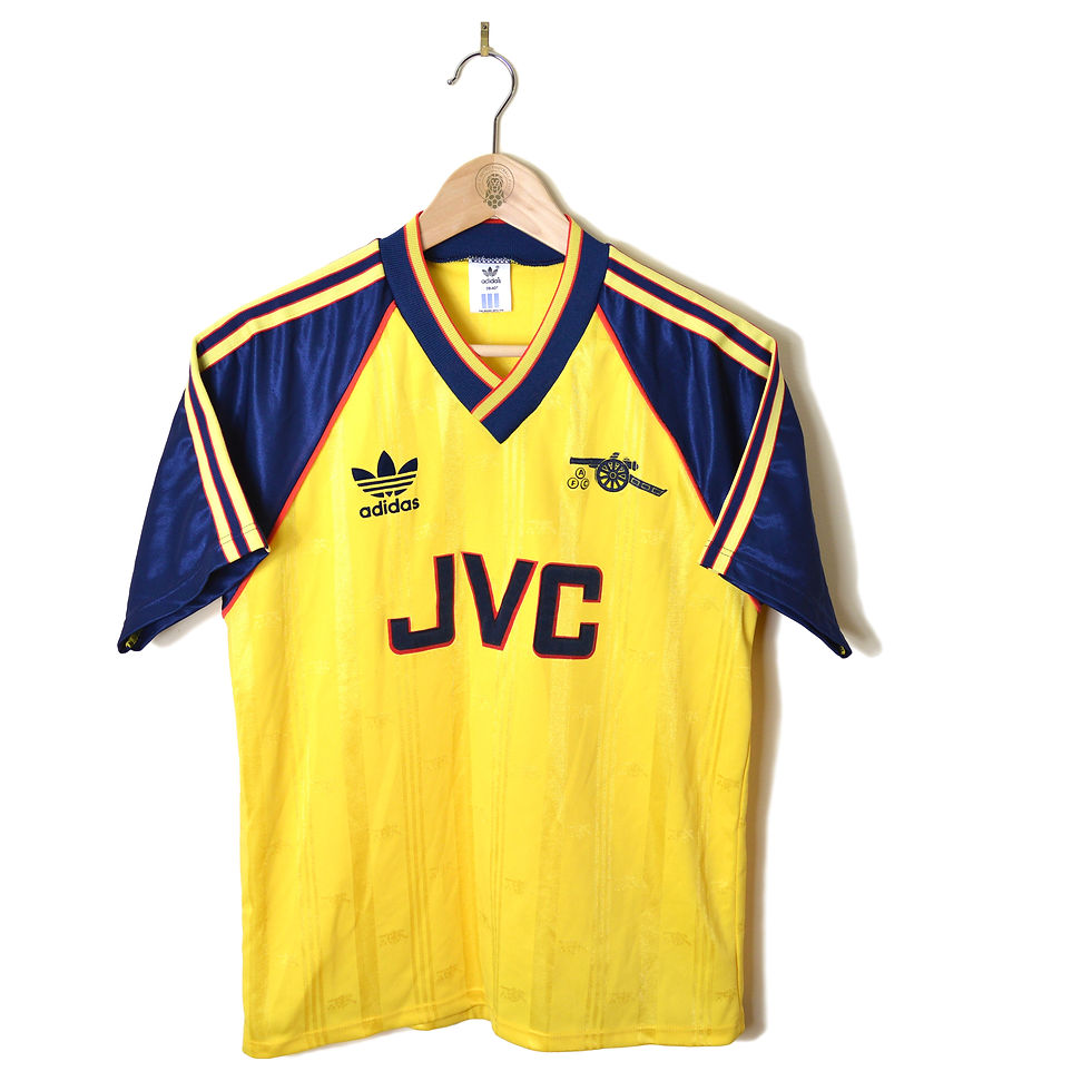ARSENAL CLASSIC RETRO VINTAGE AWAY FOOTBALL SHIRT SOCCER JERSEY 1988 1989 1990 1991 ADIDAS JVC YELLOW 80'S 90'S
