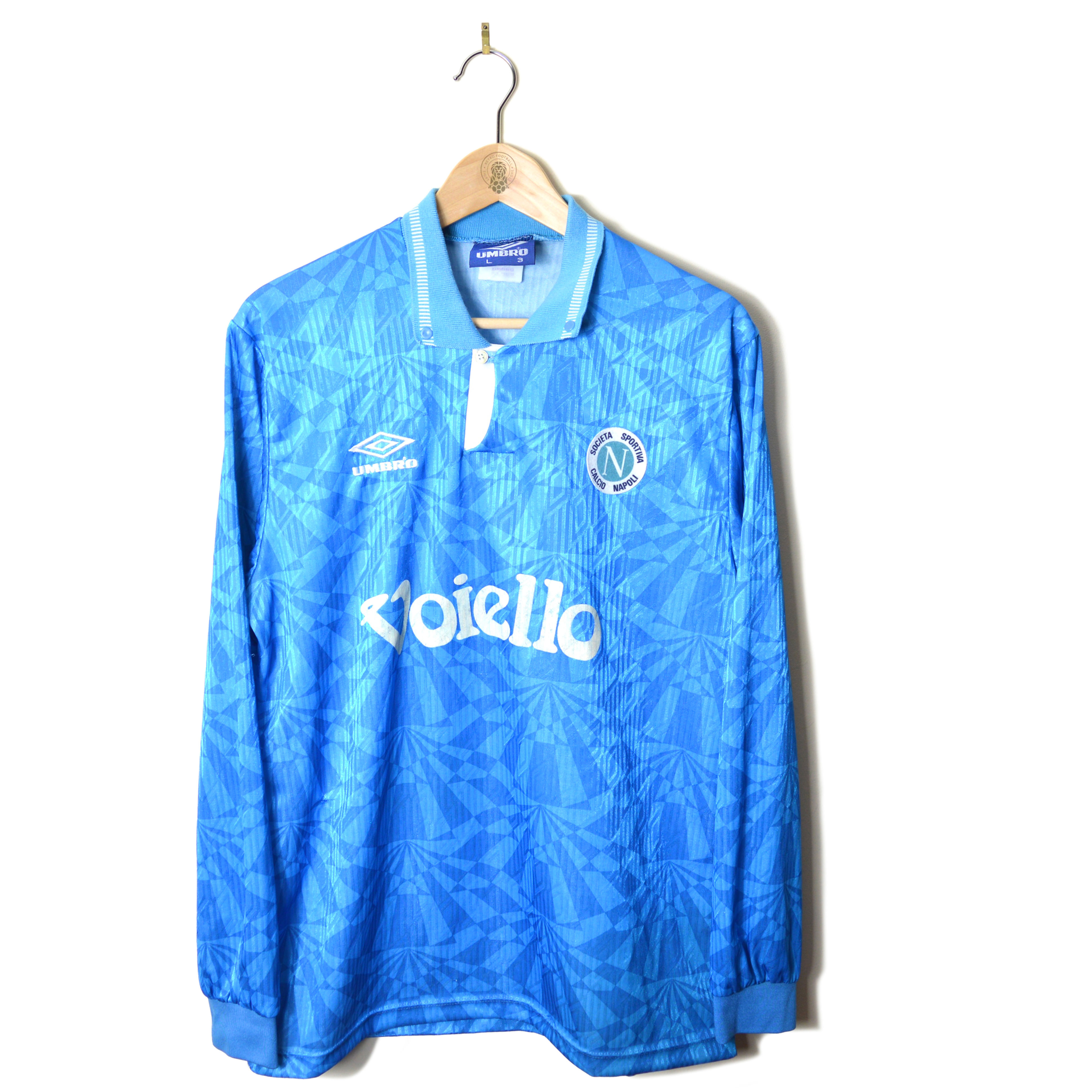NAPOLI CLASSIC RETRO VINTAGE HOME FOOTBALL SHIRT SOCCER JERSEY 1991 1992 1993 L/S LONG SLEEVED UMBRO VOIELLO 90'S CALCIO