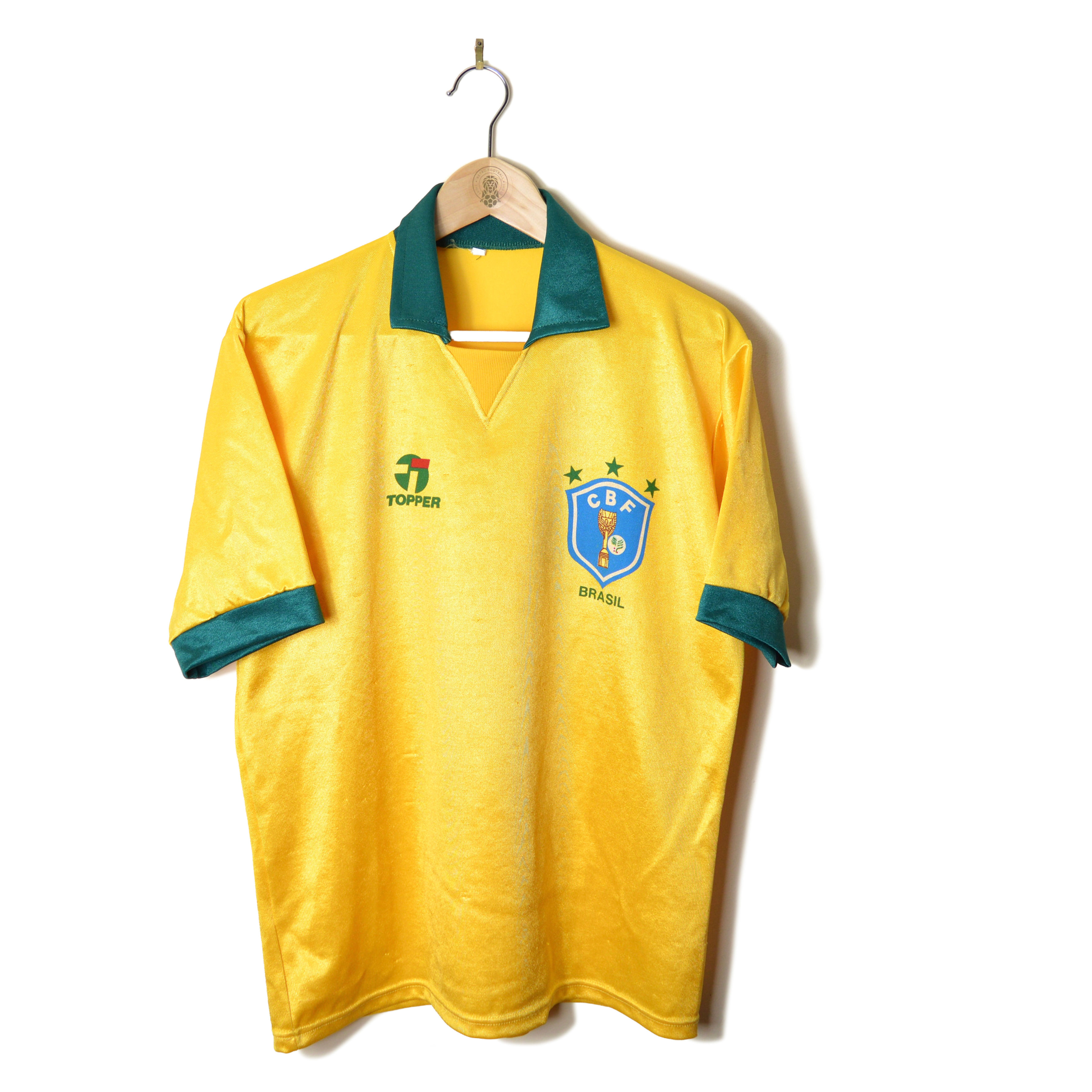BRAZIL CLASSIC RETRO VINTAGE HOME FOOTBALL SOCCER JERSEY SHIRT 1988 1989 1990 1991 TOPPER ITALIA 90