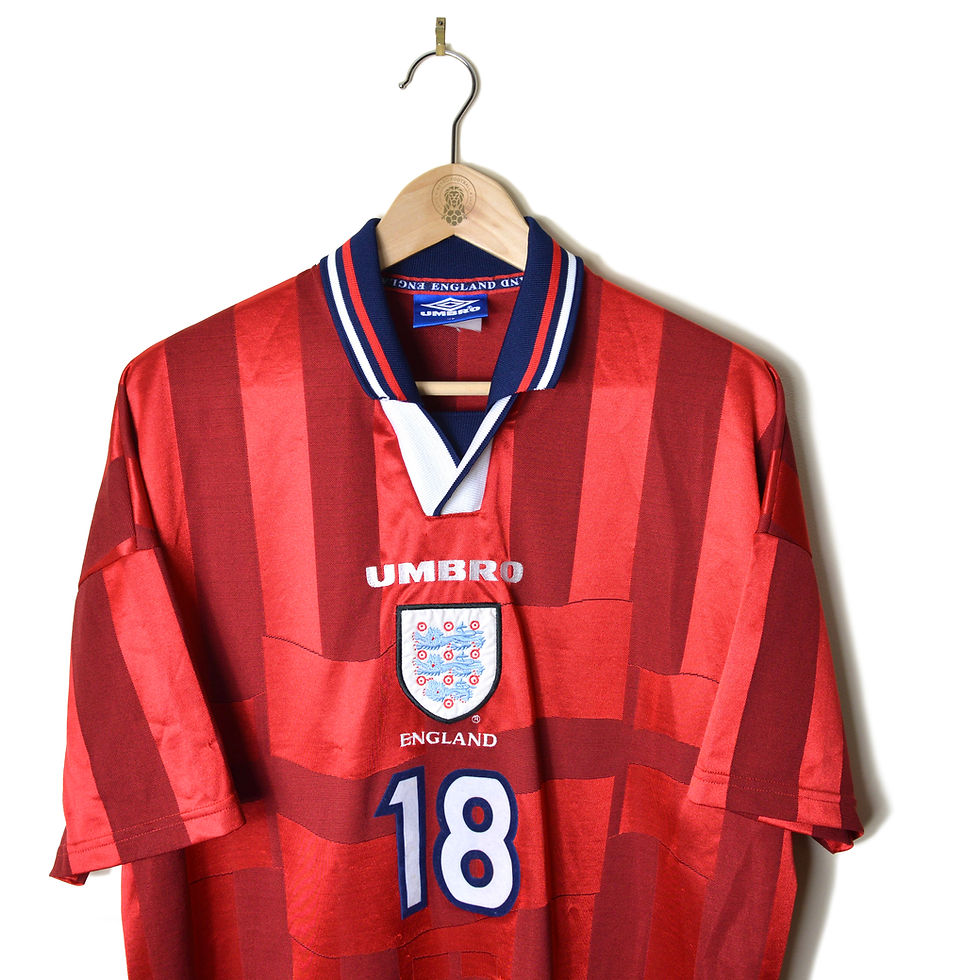 Thumbnail: ENGLAND MATCH WORN PLAYER ISSUE AWAY FOOTBALL SHIRT SOCCER JERSEY 1998 WORLD CUP 98 UMBRO CLASSIC RETRO VINTAGE