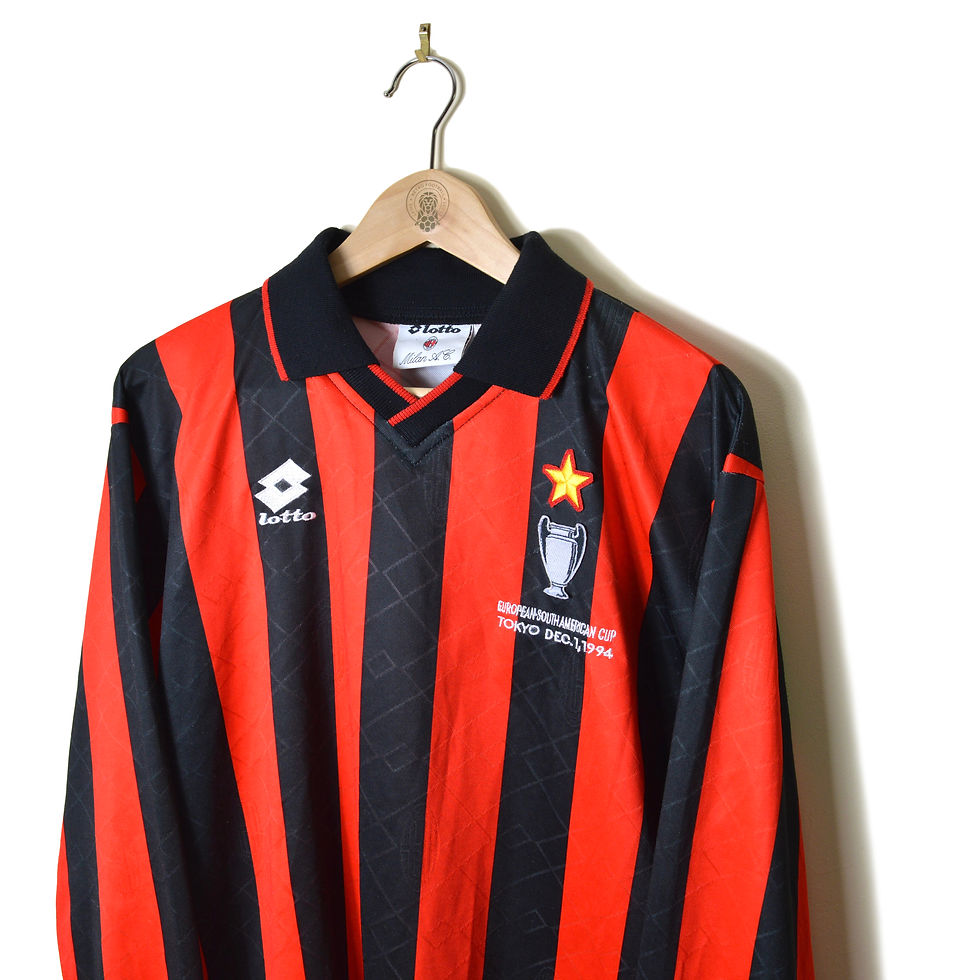Thumbnail: AC MILAN EUROPEAN SOUTH AMERICAN TOKYO INTERCONTINENTAL CUP 1994 PLAYER ISSUE HOME FOOTBALL SHIRT SOCCER JERSEY LOTTO 1994