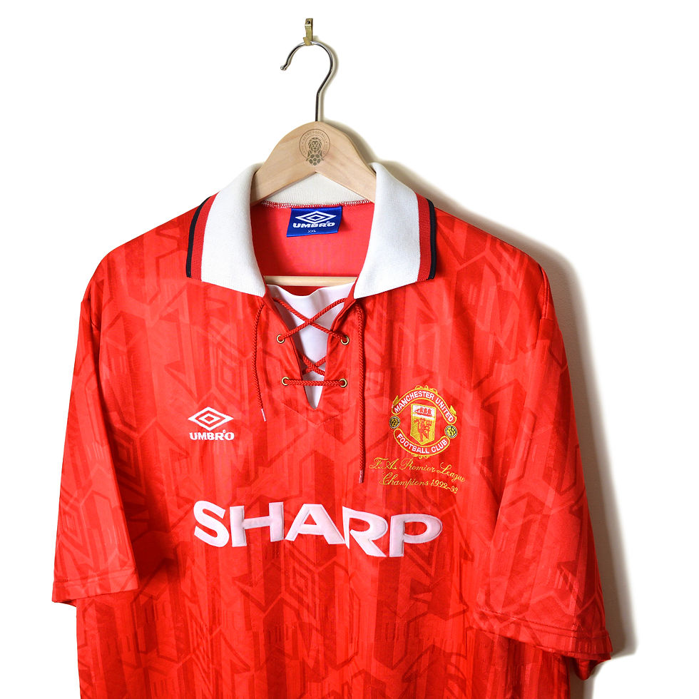 Thumbnail: MANCHESTER UNITED CLASSIC RETRO VINTAGE EMBROIDERED PREMIER LEAGUE CHAMPIONS HOME FOOTBALL SHIRT 1992 1993 1994 UMBRO SHARP