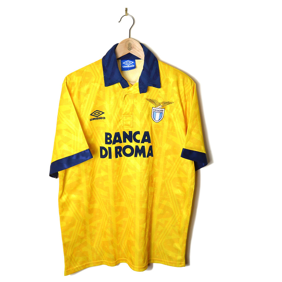 LAZIO CLASSIC RETRO VINTAGE AWAY FOOTBALL SHIRT SOCCER JERSEY 1992 1993 1994 UMBRO BANCA DI ROMA YELLOW