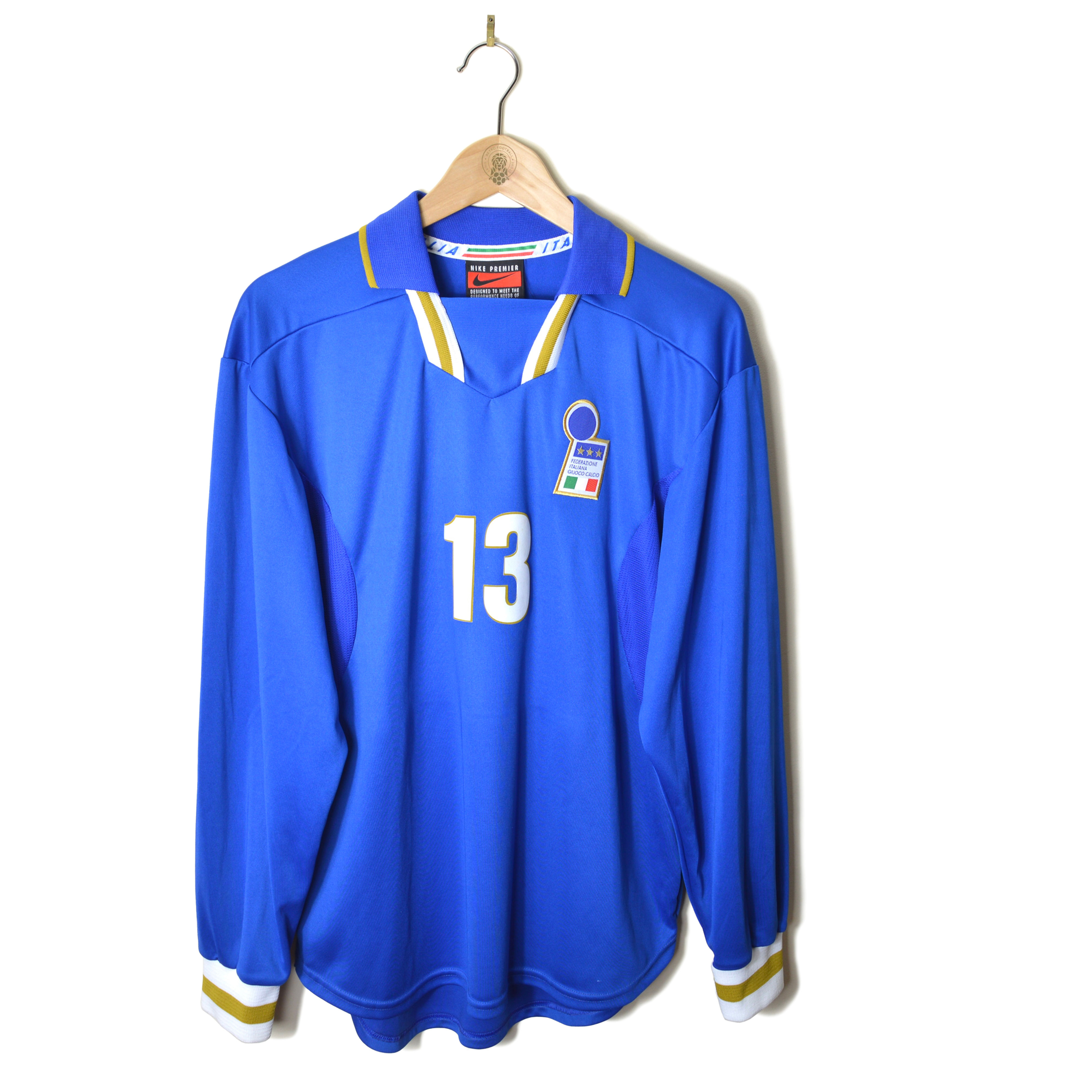 ITALY MATCH WORN PLAYER ISSUE HOME FOOTBALL SHIRT SOCCER JERSEY 1996 1997 #13 ROSSITTO NIKE AZURRI ITALIA 90'S