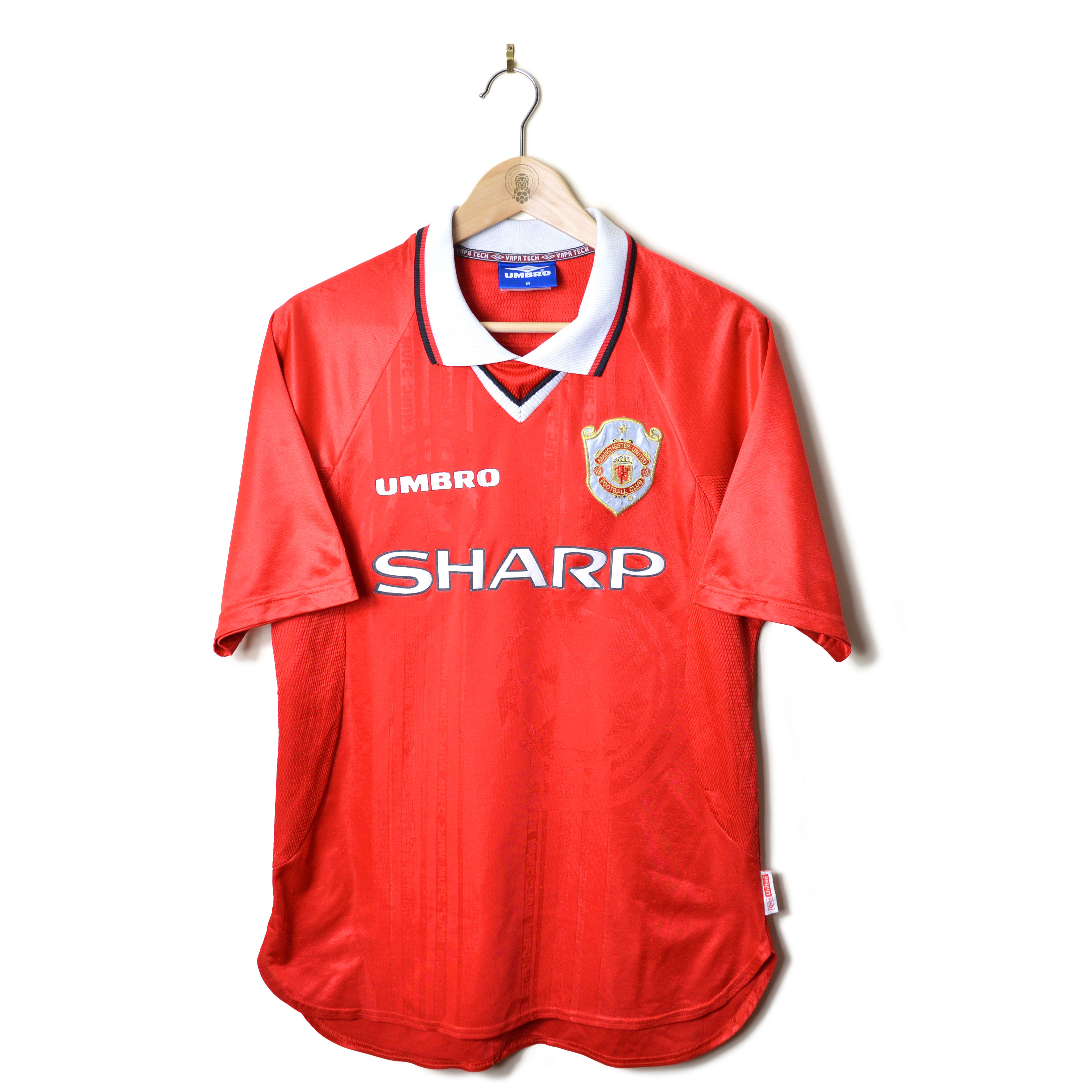 MANCHESTER UNITED HOME EUROPEAN EUR UCL CHAMPIONS LEAGUE FOOTBALL SHIRT 1999 ONE STAR UMBRO SHARP 90'S