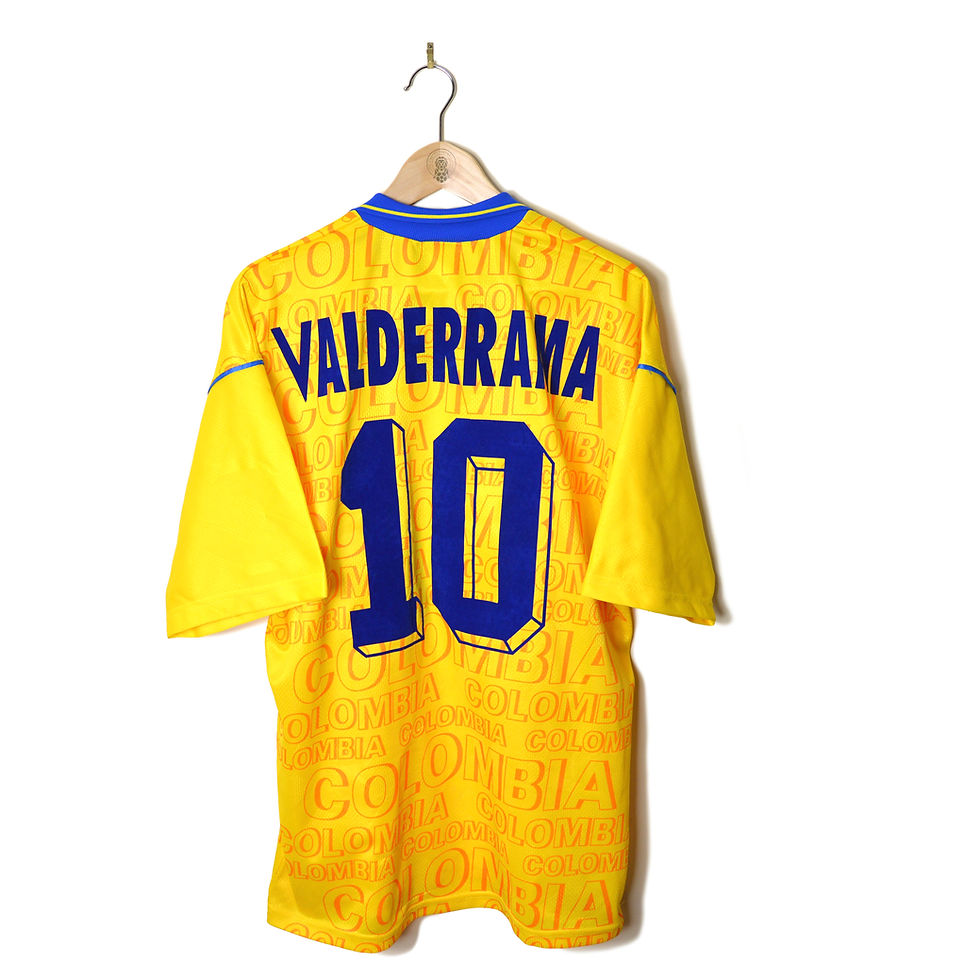 Thumbnail: COLOMBIA CLASSIC RETRO VINTAGE HOME FOOTBALL SHIRT SOCCER JERSEY 1995 1996 #10 CARLOS VALDERRAMA UMBRO