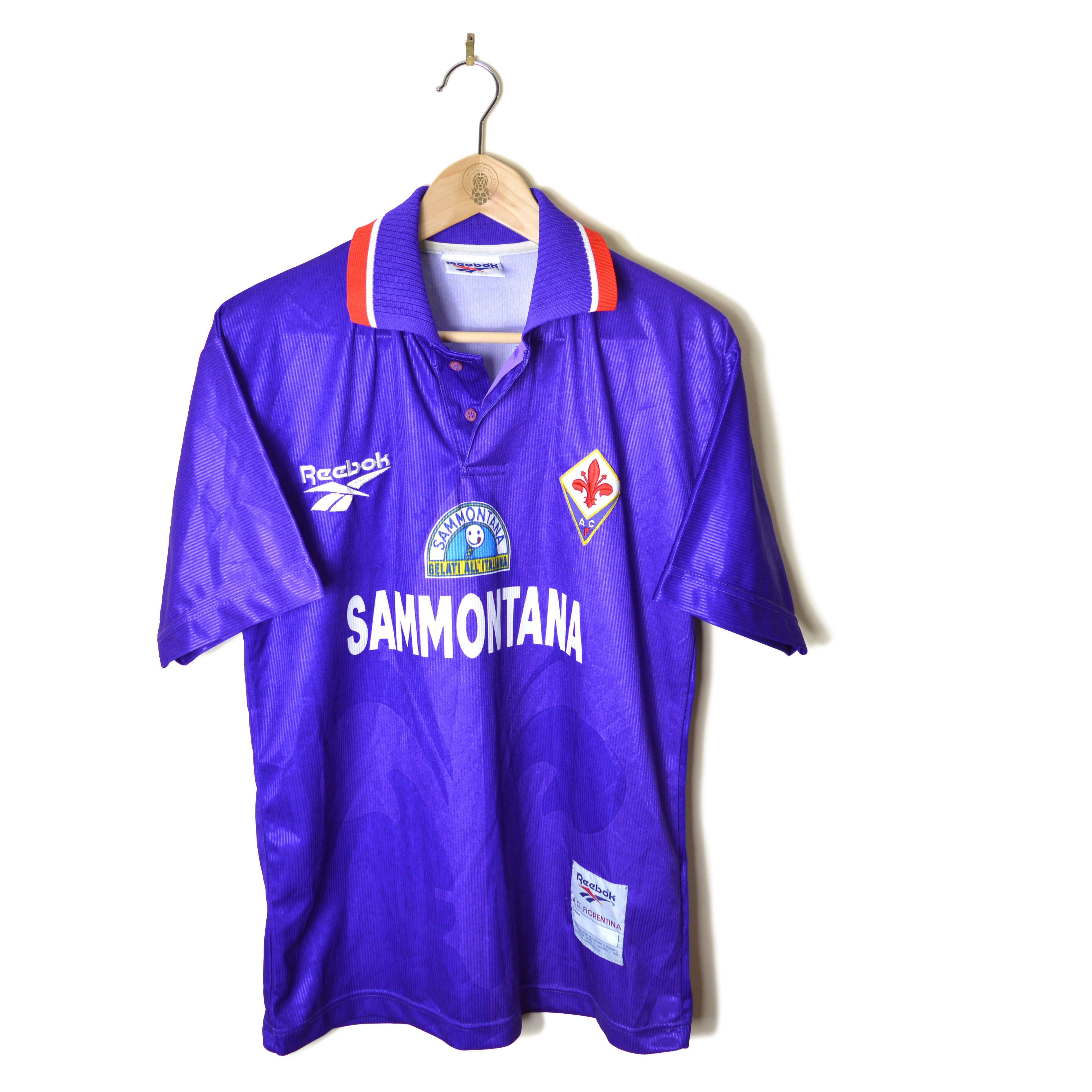 FIORENTINA CLASSIC RETRO VINTAGE HOME FOOTBALL SHIRT SOCCER JERSEY 1995 1996 1997 SHORTS REEBOK SAMMONTANA BATISTUTA CALCIO