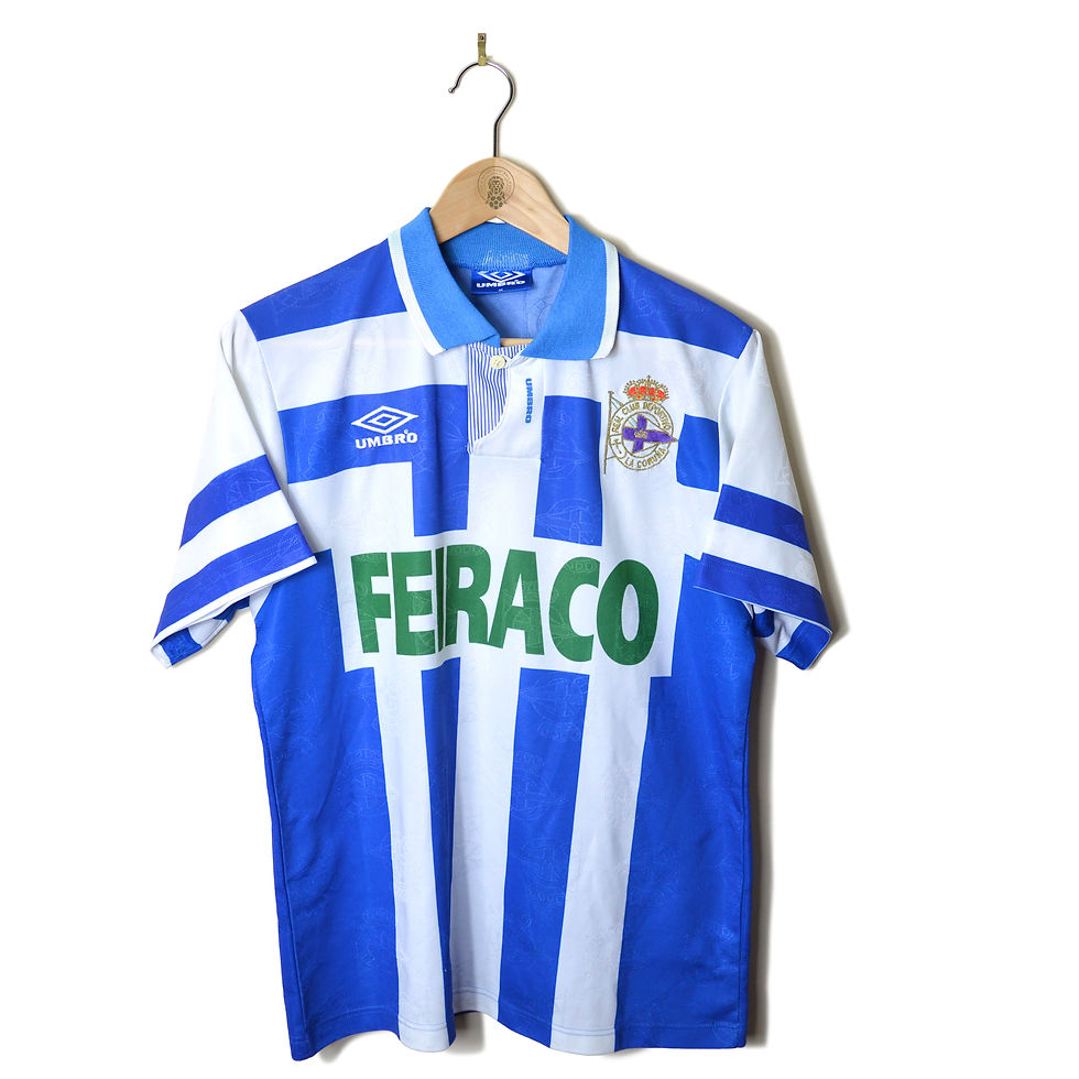 DEPORTIVO LA CORUNA CLASSIC RETRO VINTAGE HOME FOOTBALL SHIRT SOCCER JERSEY 1993 1994 UMBRO FEIRACO LA LIGA 90'S
