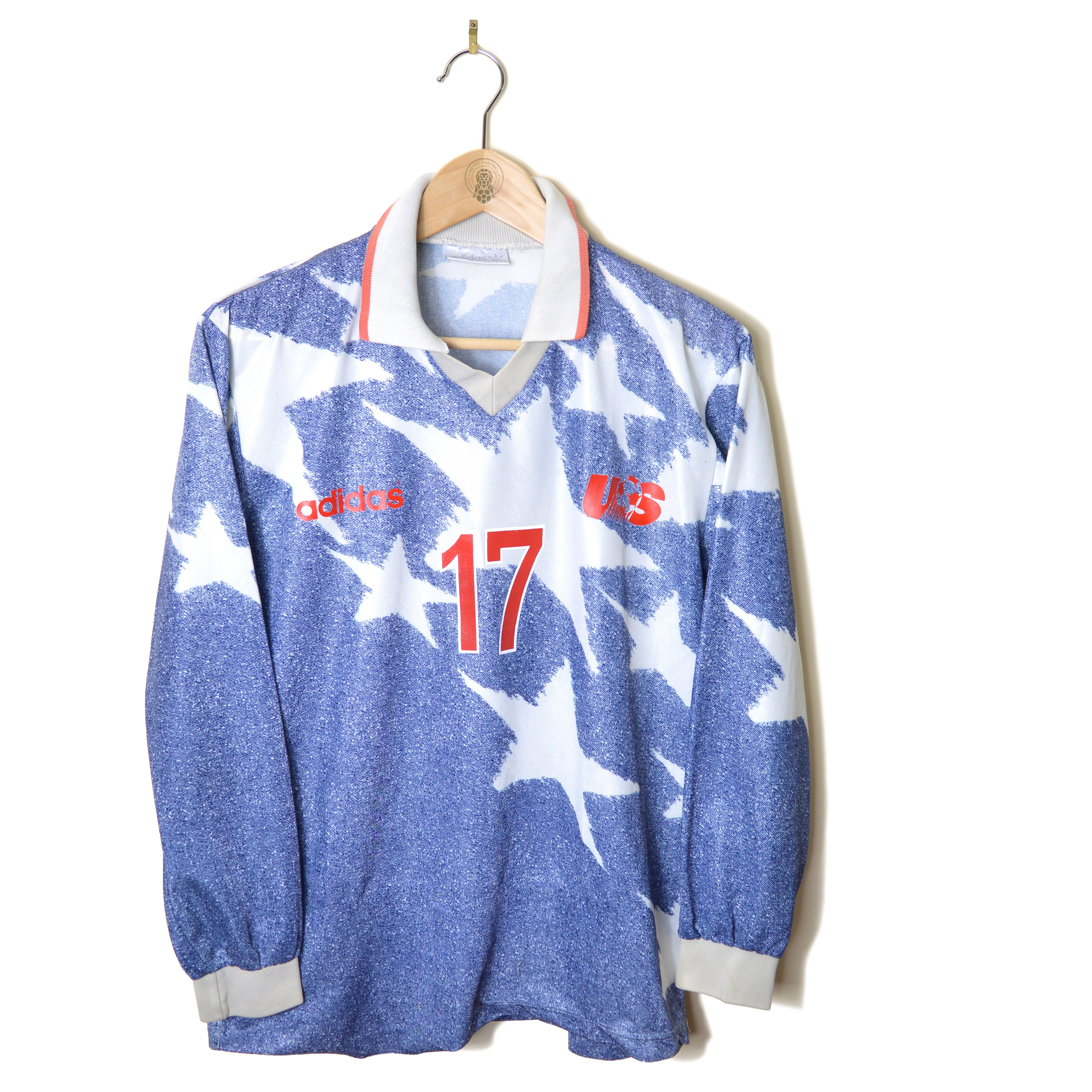 USA UNITED STATES OF AMERICA CLASSIC VINTAGE DENIM AWAY FOOTBALL SHIRT SOCCER JERSEY 1994 L/S #17 BALBOA ADIDAS WORLD CUP 94