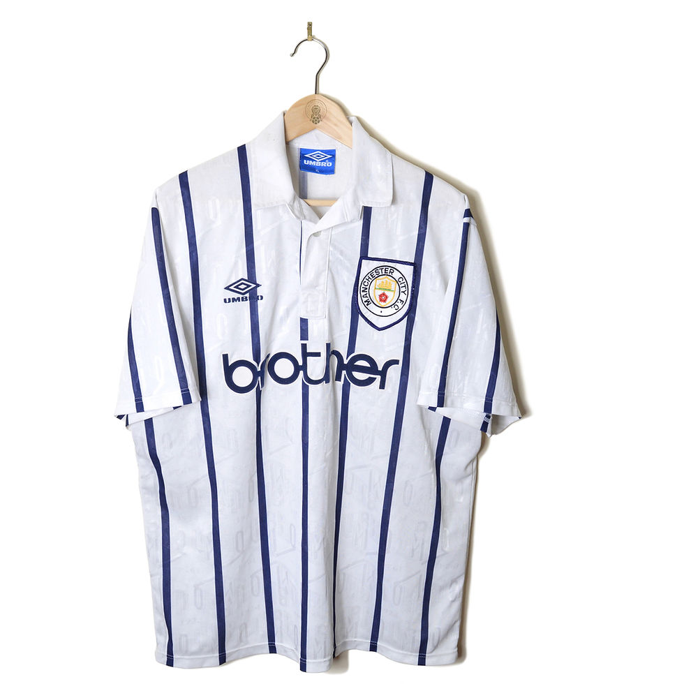 MANCHESTER CITY CLASSIC RETRO VINTAGE THIRD FOOTBALL SHIRT SOCCER JERSEY 1993 1994 1995 WHITE UMBRO BROTHER
