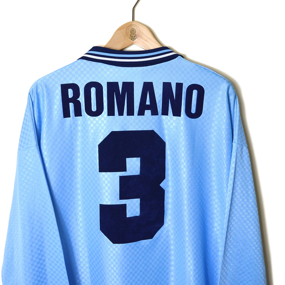 Thumbnail: LAZIO MATCH WORN PLAYER ISSUE HOME FOOTBALL SHIRT SOCCER JERSEY 1995 1996 L/S LONG SLEEVE  #3 ROMANO UMBRO BANCA DI ROMA