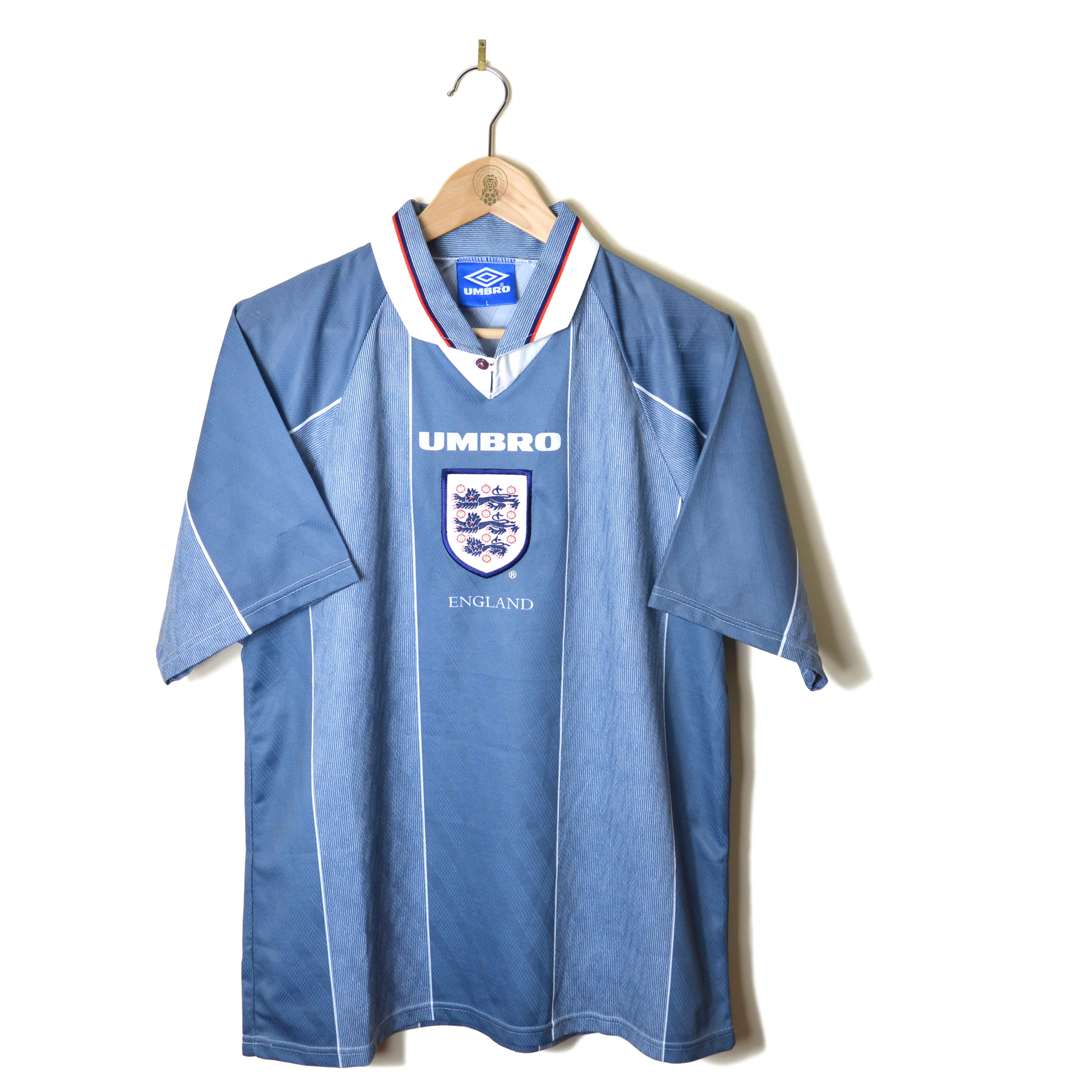 ENGLAND CLASSIC RETRO VINTAGE AWAY FOOTBALL SHIRT SOCCER JERSEY 1996 1997 UMBRO EURO 96 GREY