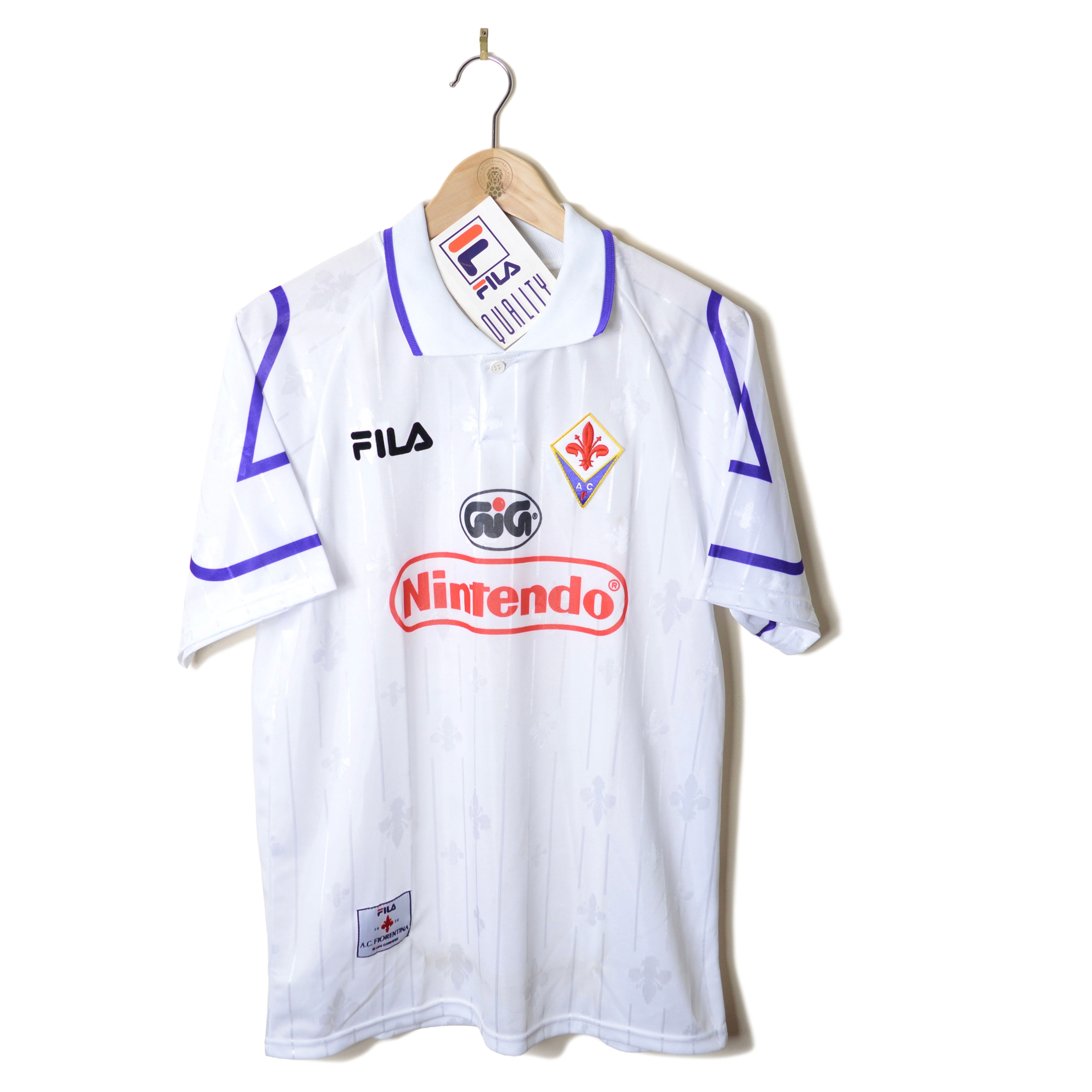 FIORENTINA CLASSIC VINTAGE RETRO AWAY FOOTBALL SHIRT SOCCER JERSEY 1997 1998 BNWT BRAND NEW WITH TAGS FILA GIG NINTENDO