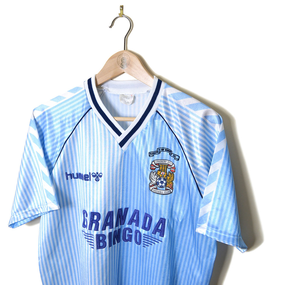 Thumbnail: COVENTRY CITY FA CUP WINNERS CLASSIC RETRO VINTAGE HOME FOOTBALL SHIRT SOCCER JERSEY 1987 1988 HUMMEL GRANADA BINGO