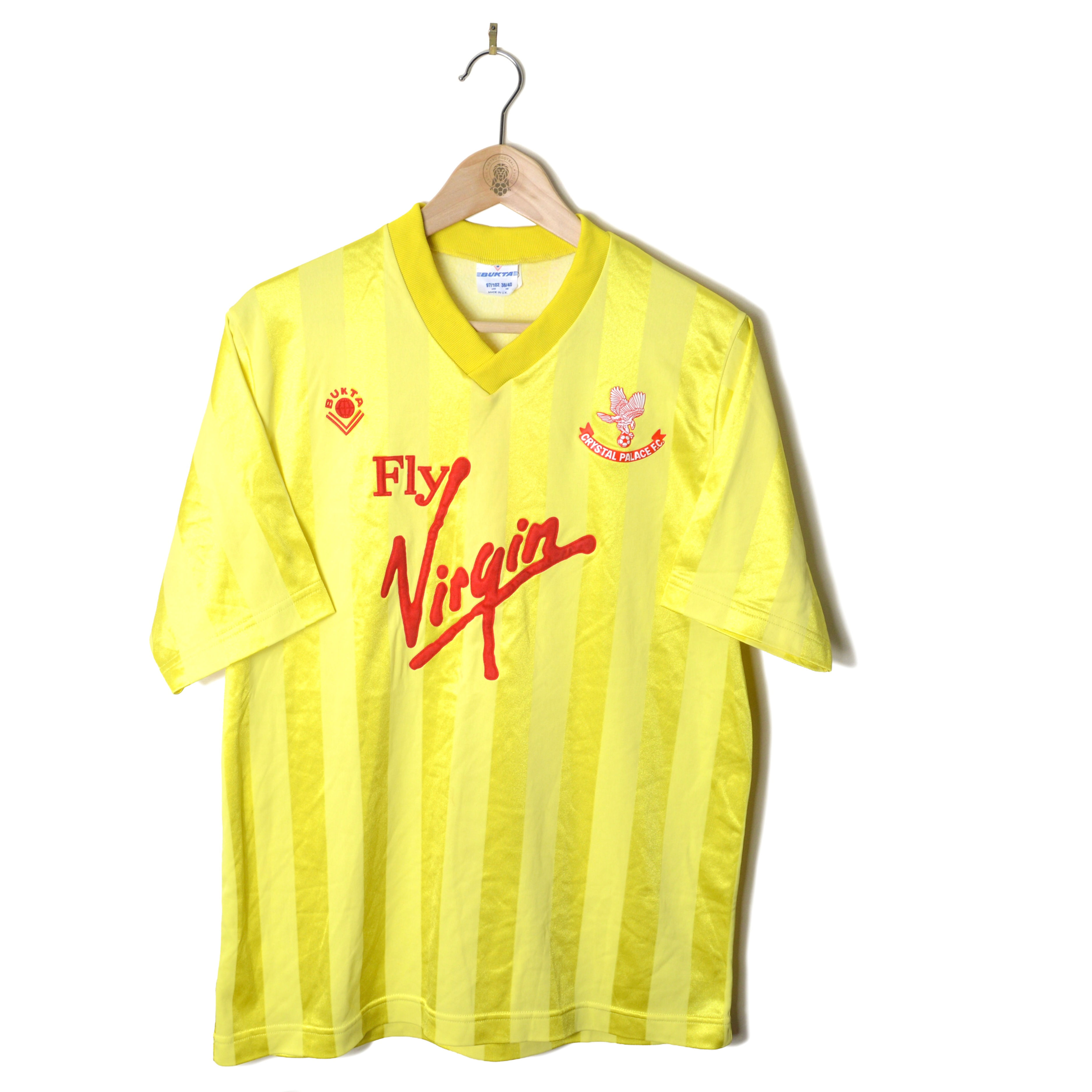CRYSTAL PALACE CLASSIC RETRO VINTAGE AWAY FOOTBALL SHIRT SOCCER JERSEY 1988 1989 BUKTA FLY VIRGIN YELLOW