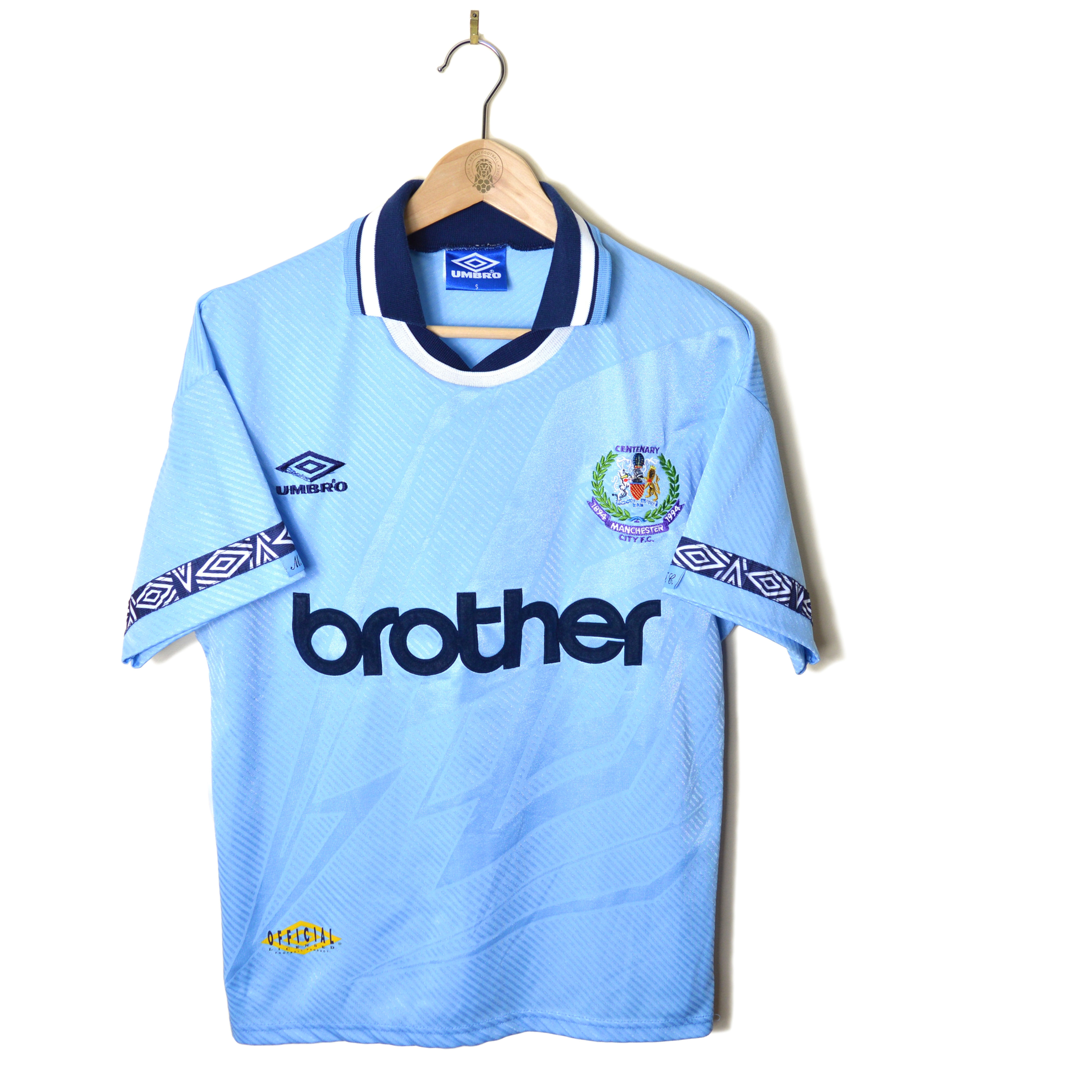 MANCHESTER CITY MAN CITY VINTAGE RETRO CLASSIC CENTENARY SPECIAL HOME FOOTBALL SHIRT SOCCER JERSEY 1994 1995 UMBRO BROTHER
