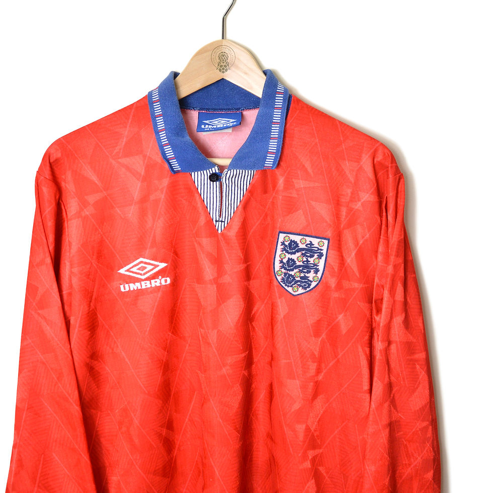 Thumbnail: ENGLAND CLASSIC RETRO VINTAGE AWAY FOOTBALL SHIRT SOCCER JERSEY 1990 1991 1992 1993 L/S LONG SLEEVE #6 UMBRO ITALIA 90