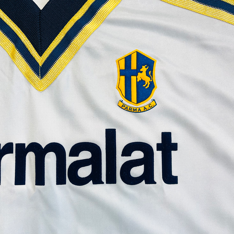 Thumbnail: PARMA MATCH WORN PLAYER ISSUE AWAY FOOTBALL SHIRT 2000/01 #14 BOGHOSSIAN