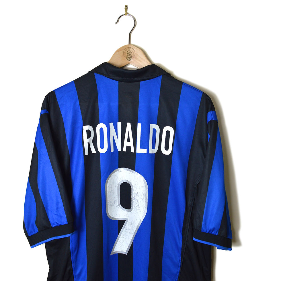 Thumbnail: INTER MILAN CLASSIC RETRO VINTAGE HOME FOOTBALL SHIRT SOCCER JERSEY 1998 1999 #9 RONALDO NAZARIO R9 CALCIO
