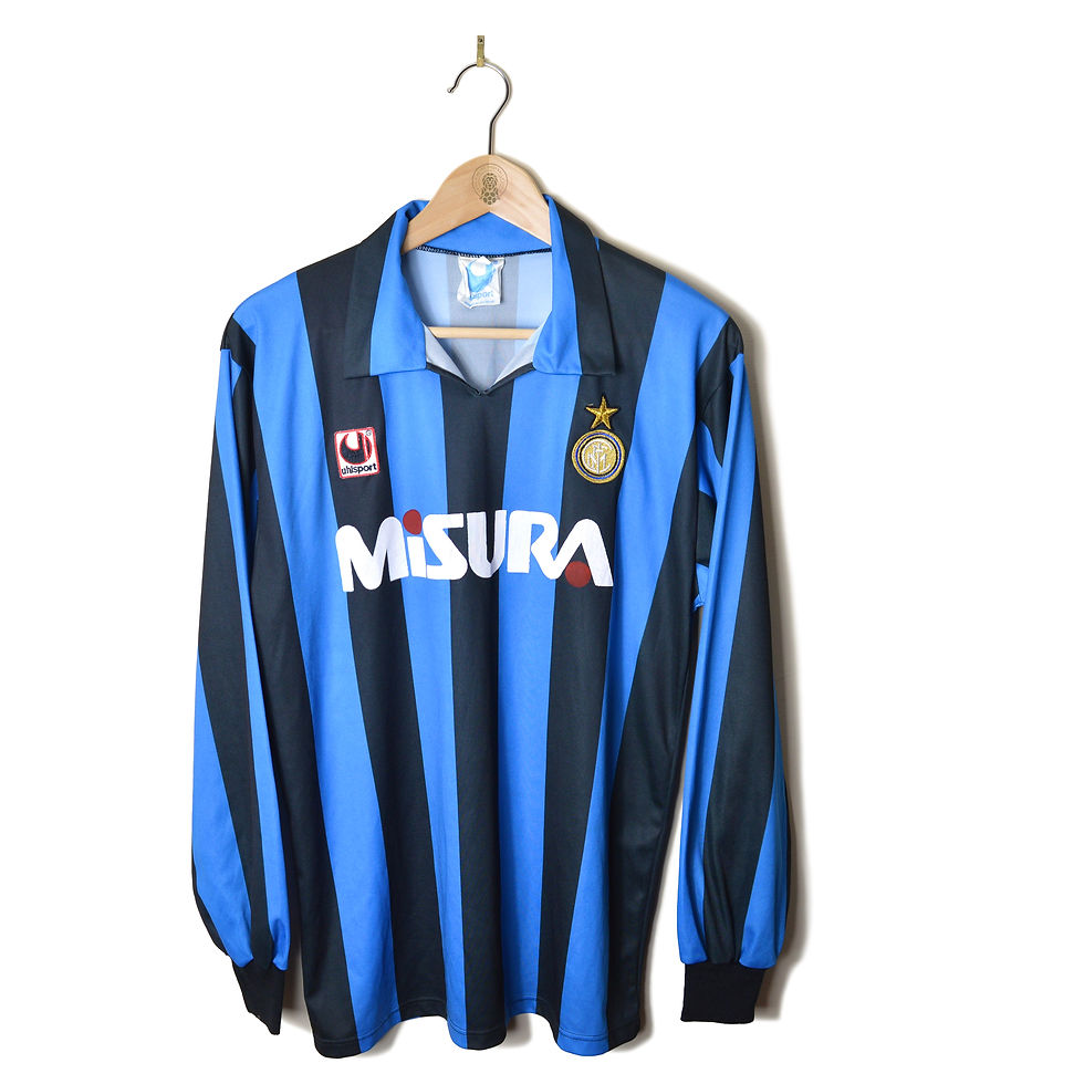 INTER MILAN CLASSIC RETRO VINTAGE HOME FOOTBALL SHIRT SOCCER JERSEY 1990 1991 L/S LONG SLEEVE UHLSPORT MISURA