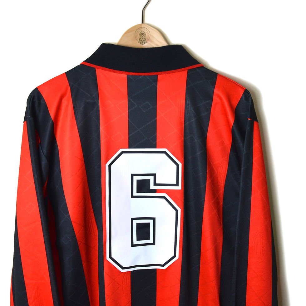 Thumbnail: AC MILAN EUROPEAN SOUTH AMERICAN TOKYO INTERCONTINENTAL CUP 1994 PLAYER ISSUE HOME FOOTBALL SHIRT JERSEY LOTTO 1994 BARESI