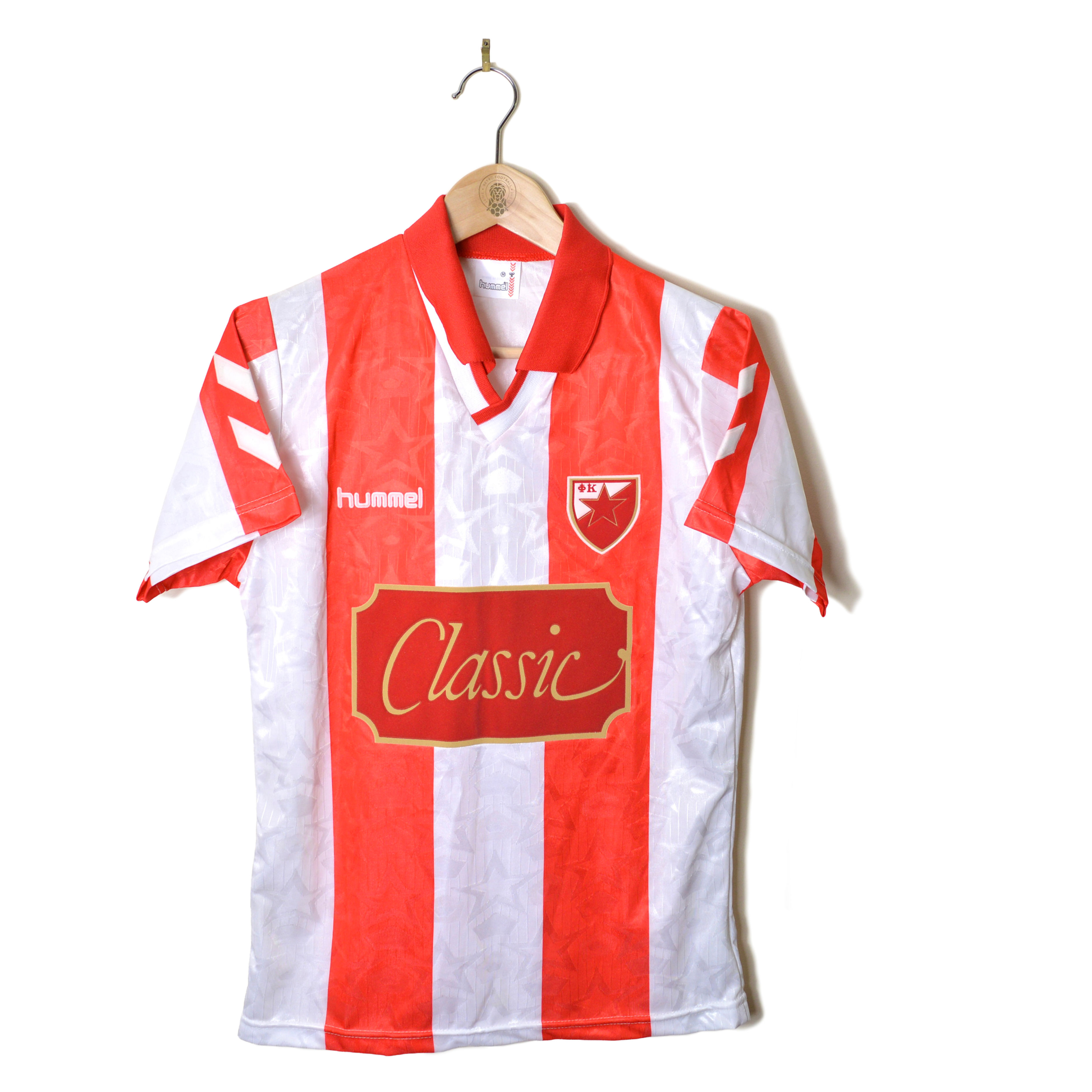 RED STAR BELGRADE CRVENA ZVEZDA CLASSIC RETRO VINTAGE HUMMEL HOME FOOTBALL SHIRT 1992 1993 1994