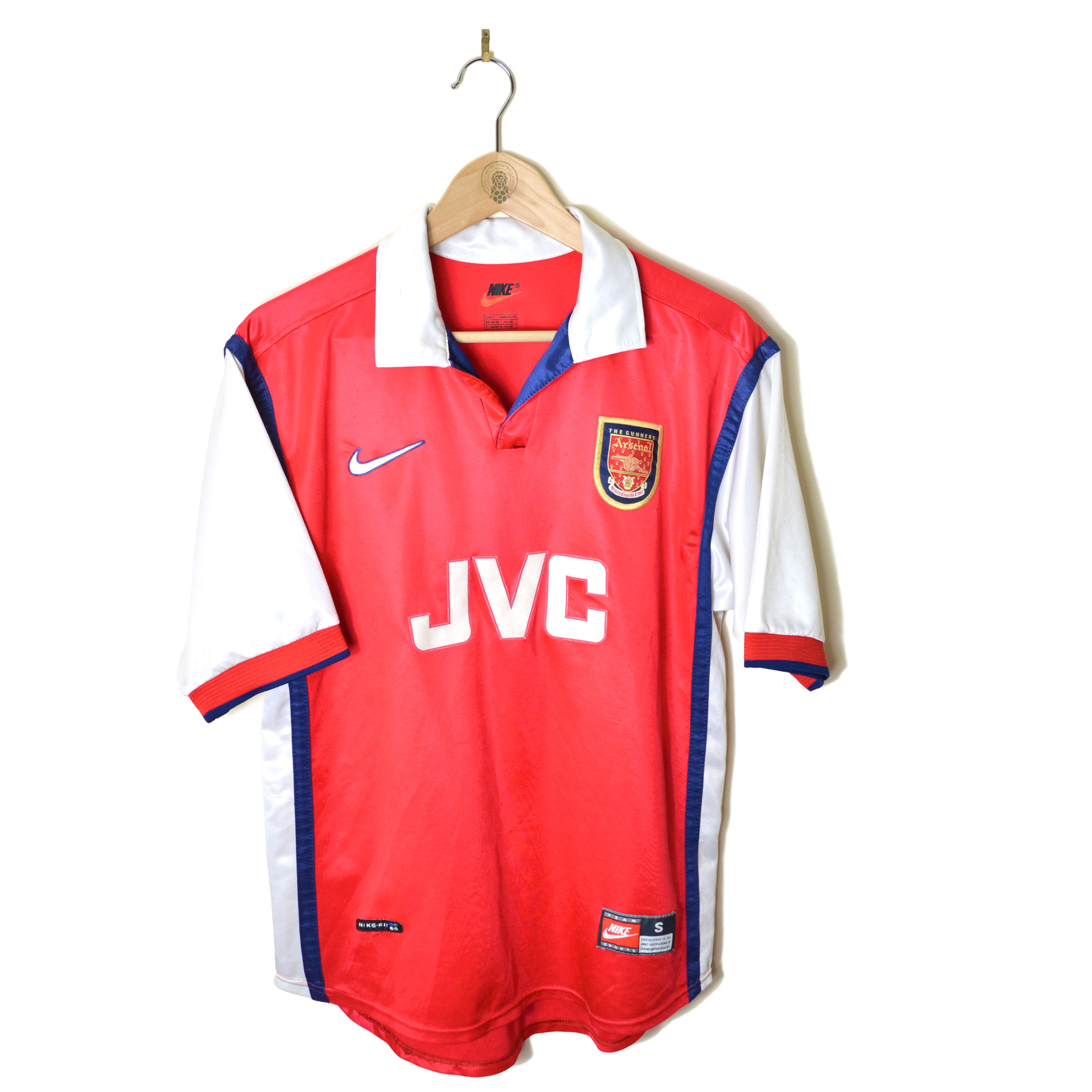 ARSENAL CLASSIC RETRO VINTAGE HOME FOOTBALL SHIRT SOCCER JERSEY 1998 1999 NIKE JVC 90'S