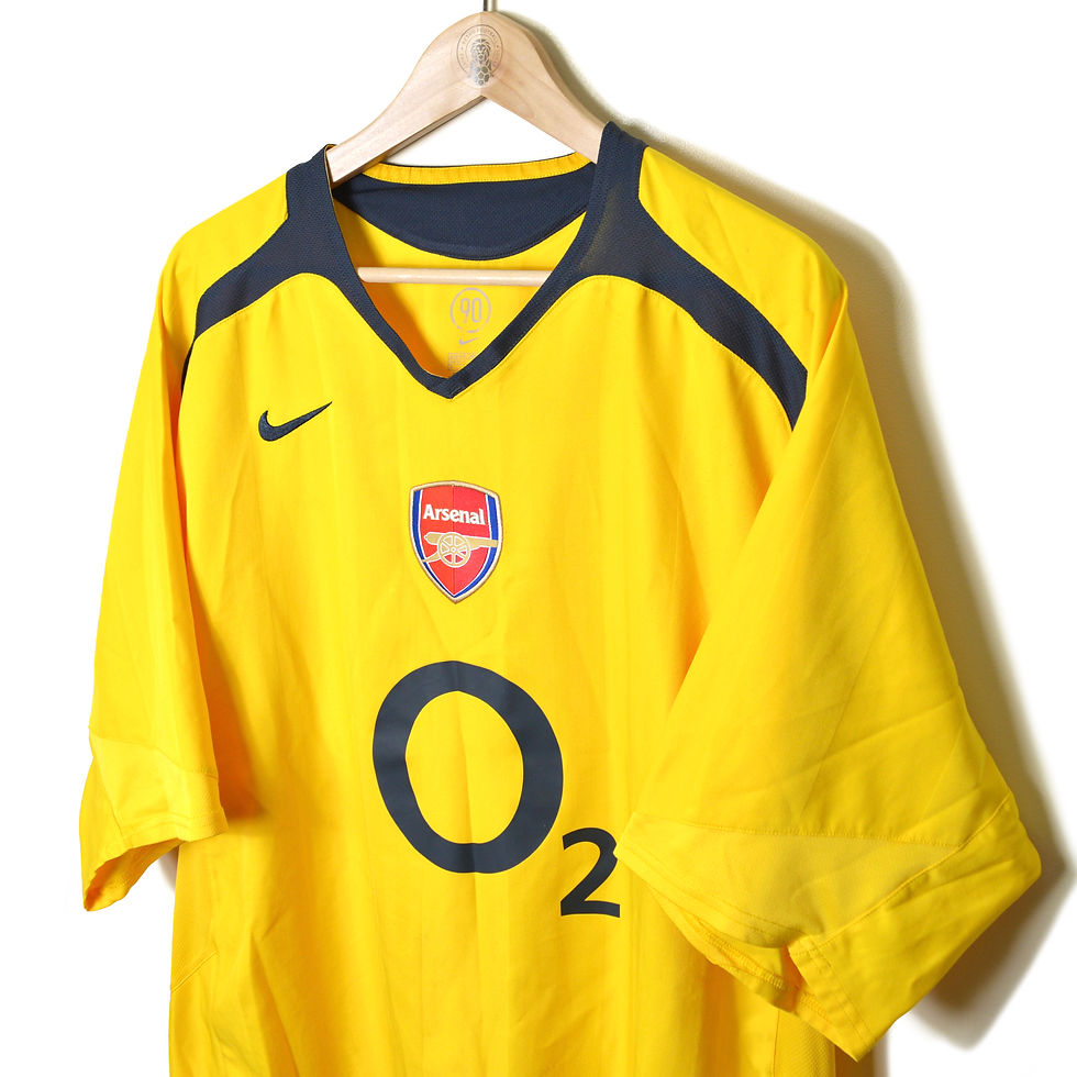 Thumbnail: ARSENAL CLASSIC RETRO VINTAGE AWAY FOOTBALL SHIRT SOCCER JERSEY 2005 2006 NIKE O2 YELLOW