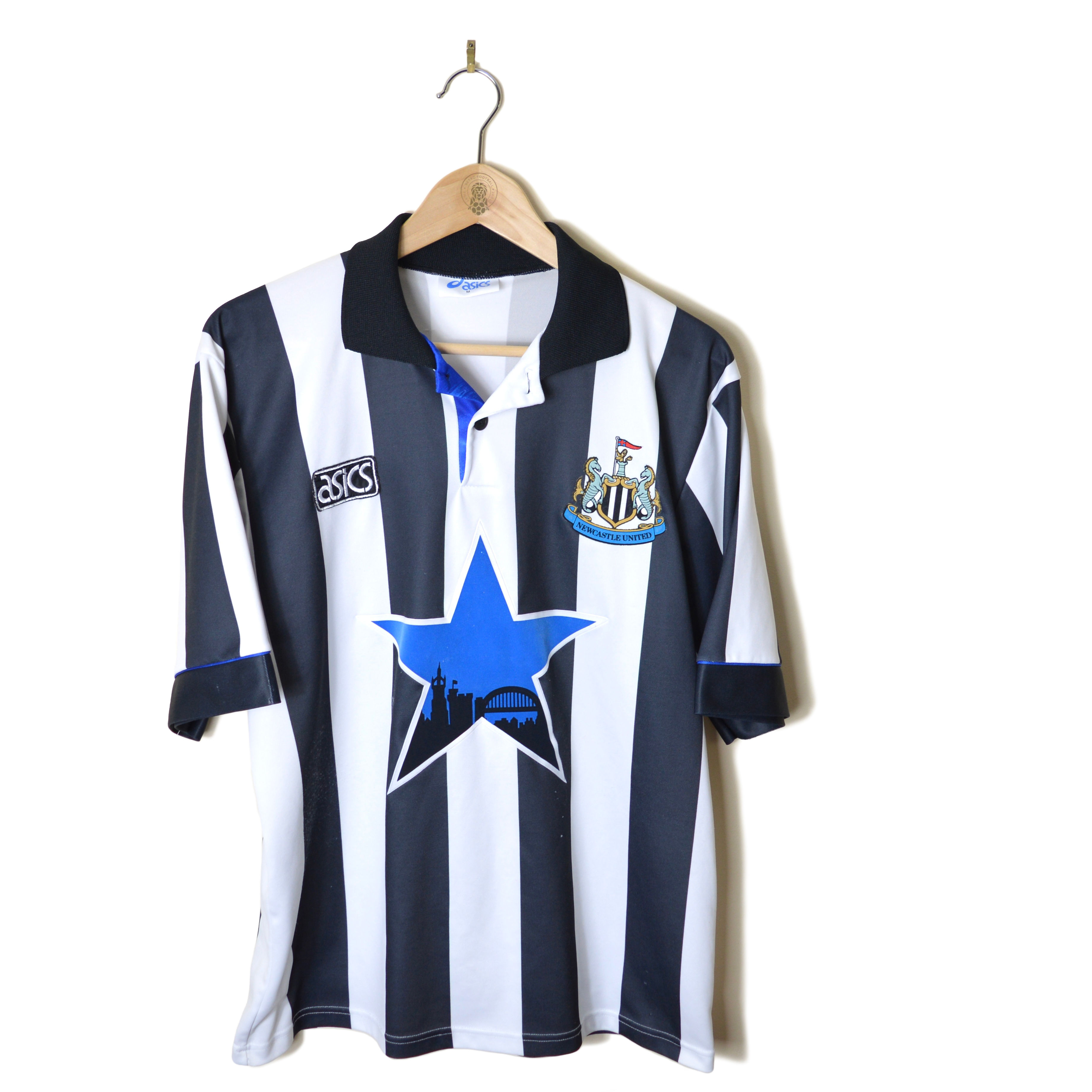 NEWCASTLE UNITED CLASSIC RETRO VINTAGE HOME FOOTBALL SHIRT SOCCER JERSEY 1993 1994 1995 ASICS BROWN ALE